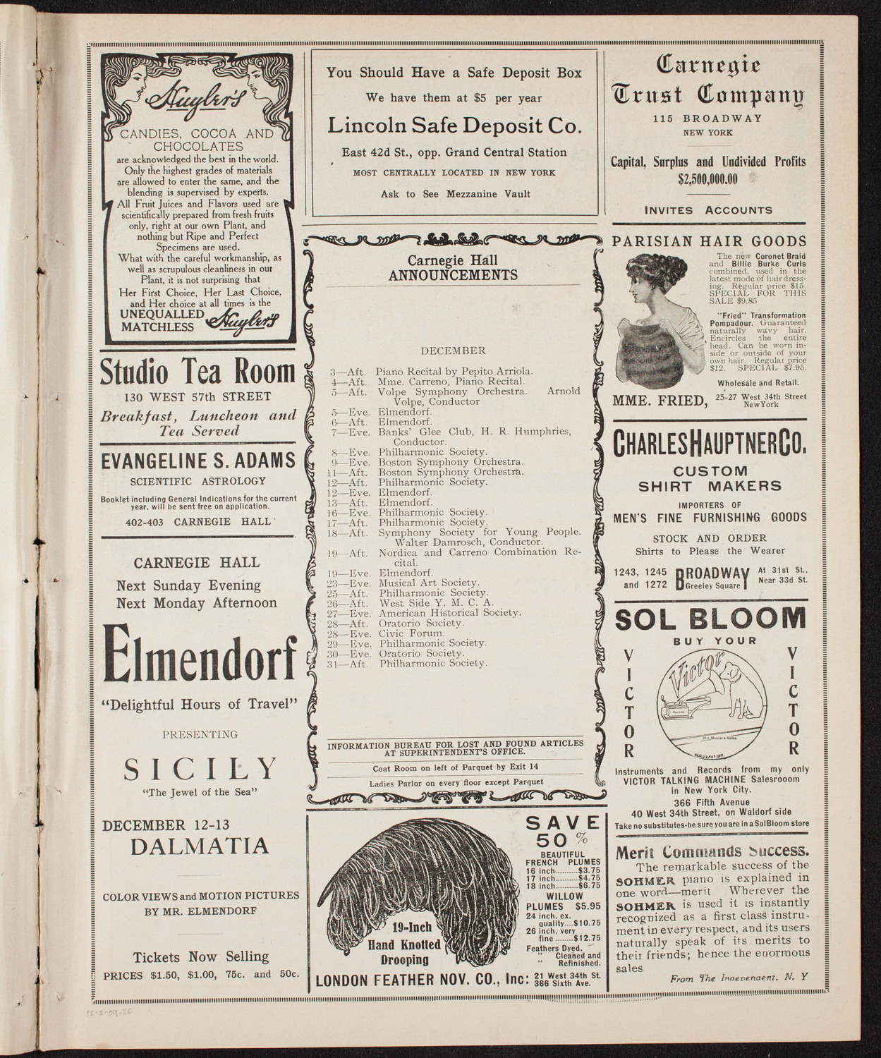 Russian Symphony Society of New York, December 2, 1909, program page 3