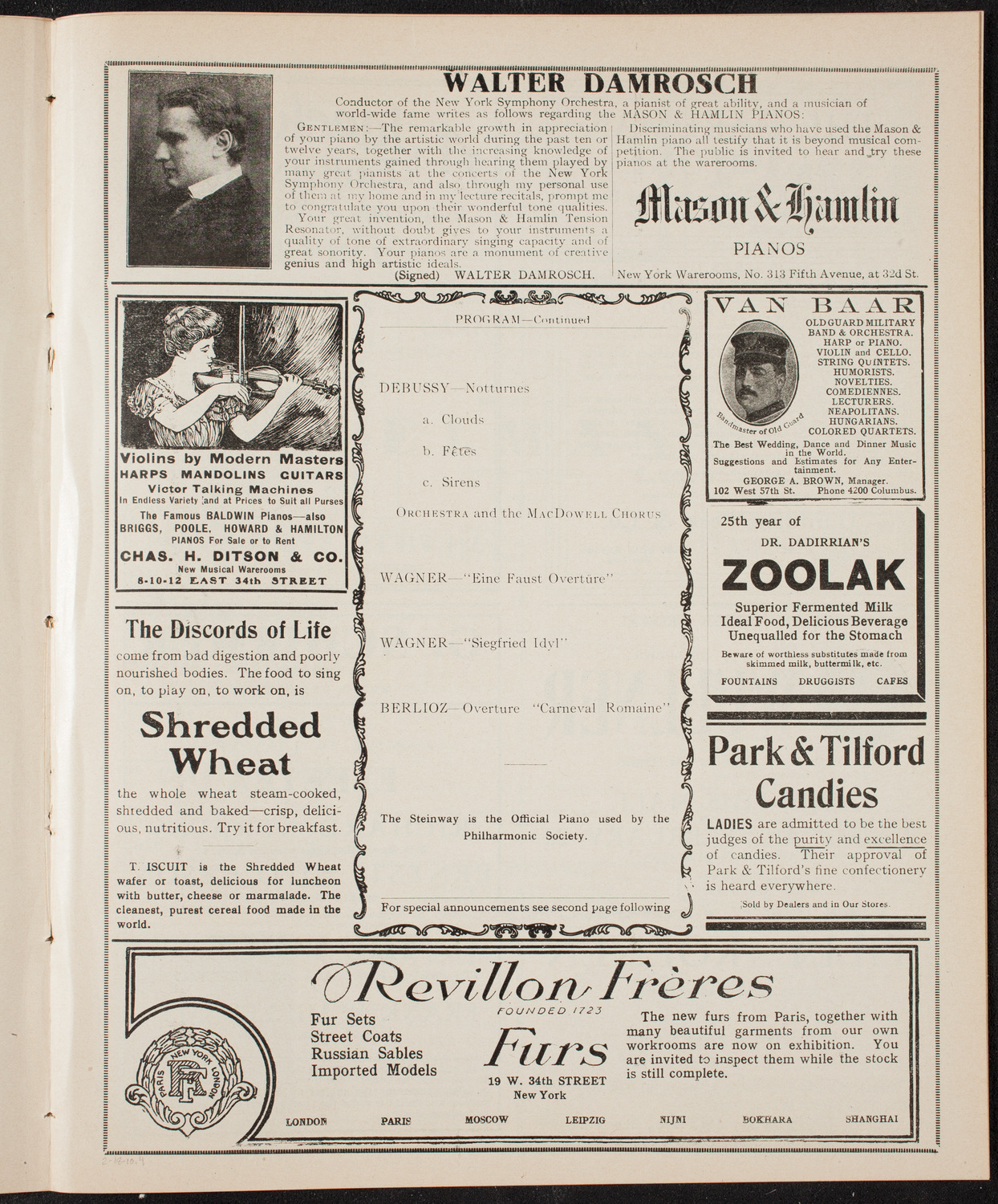 New York Philharmonic, February 18, 1910, program page 7