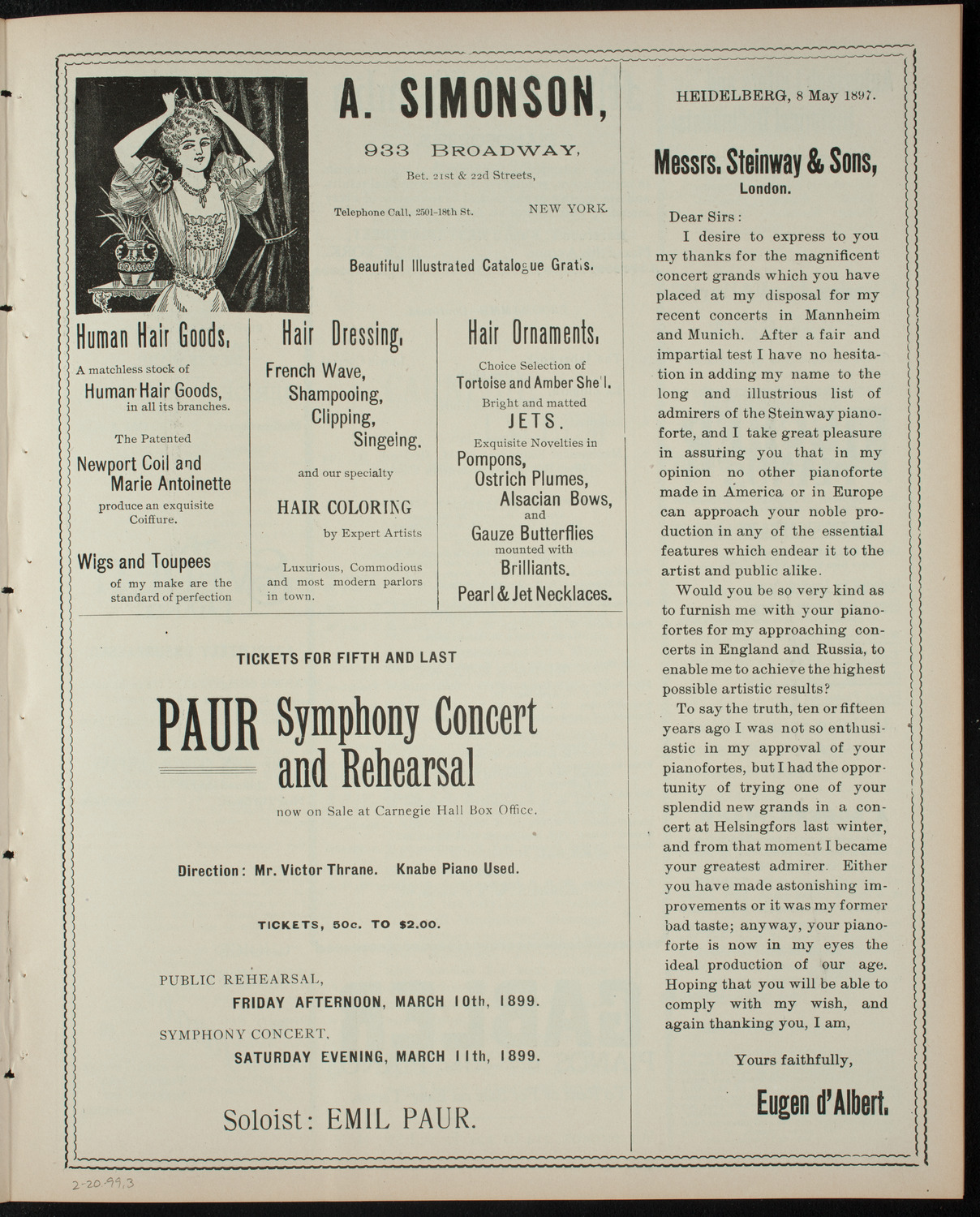 Stevens Institute of Technology Glee, Banjo and Mandolin Clubs, February 20, 1899, program page 5