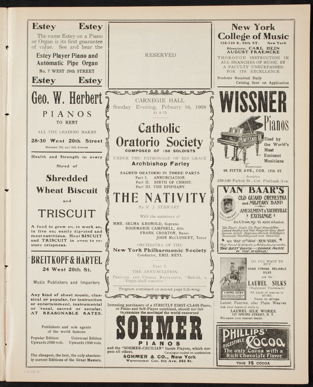 Catholic Oratorio Society, February 16, 1908, program page 5
