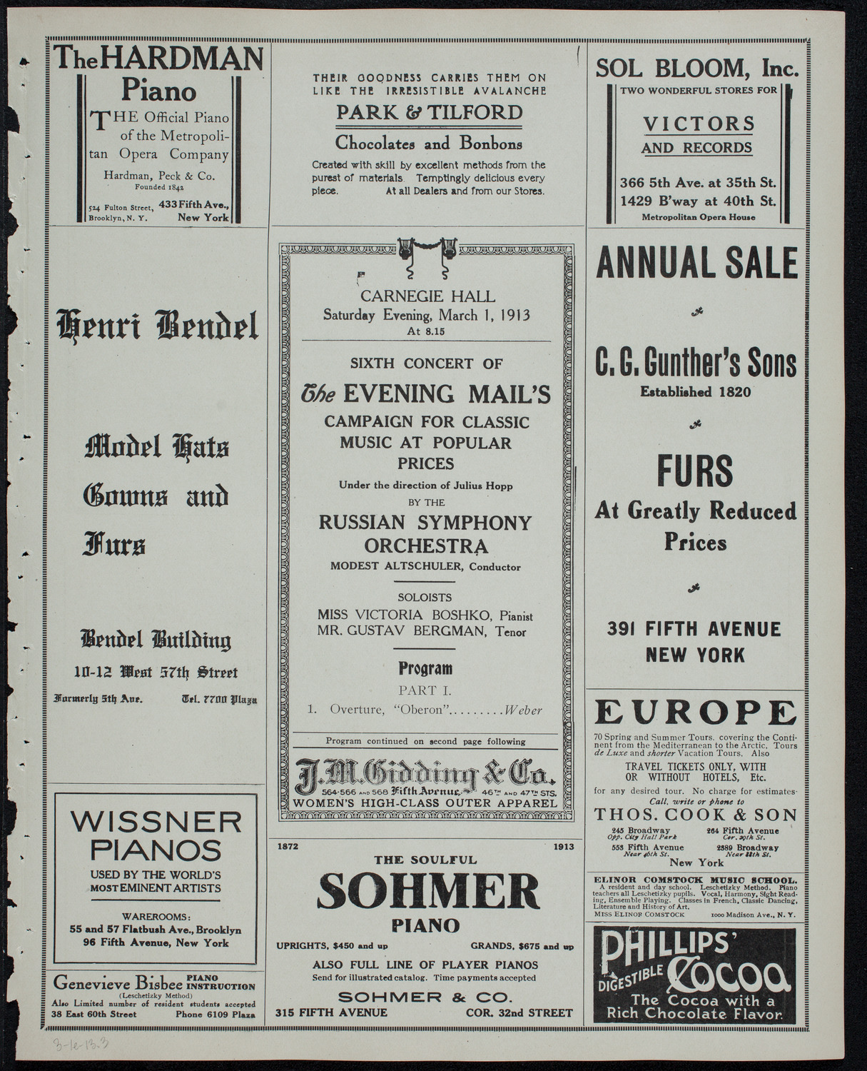 Russian Symphony Society of New York, March 1, 1913, program page 5