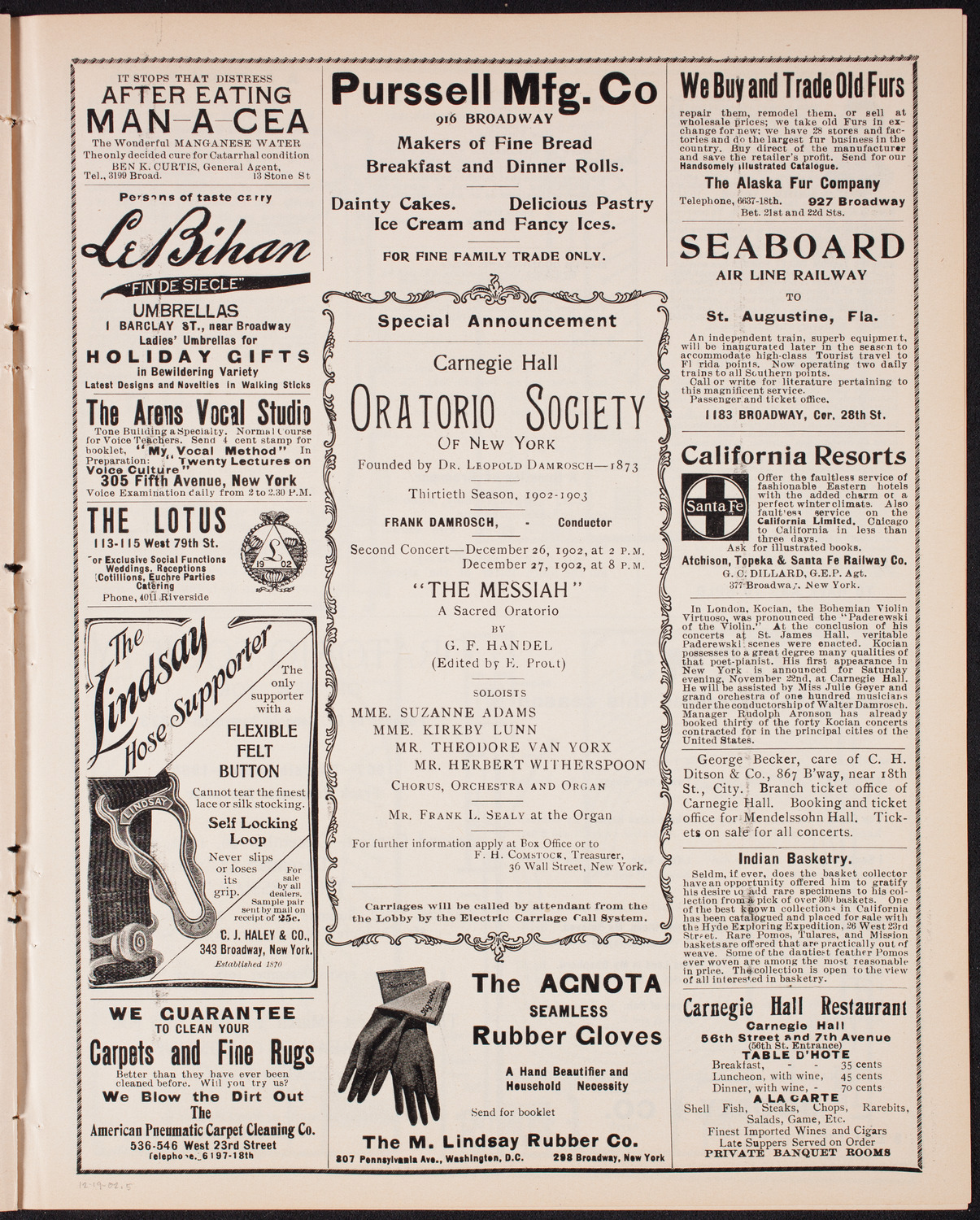 New York Philharmonic, December 19, 1902, program page 9