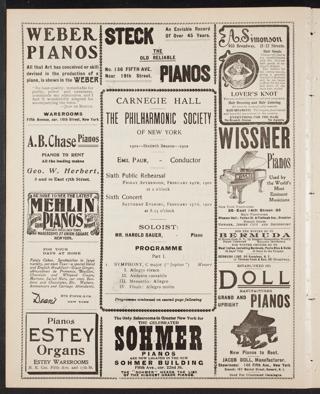 New York Philharmonic, February 14, 1902, program page 6