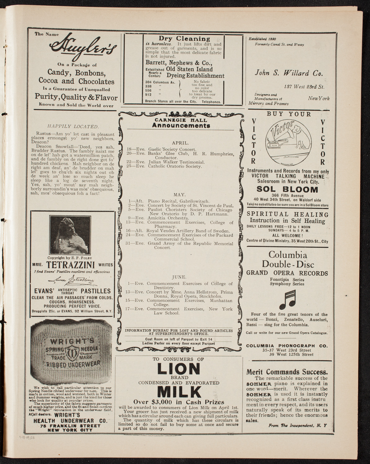 American Music Society, April 18, 1909, program page 3