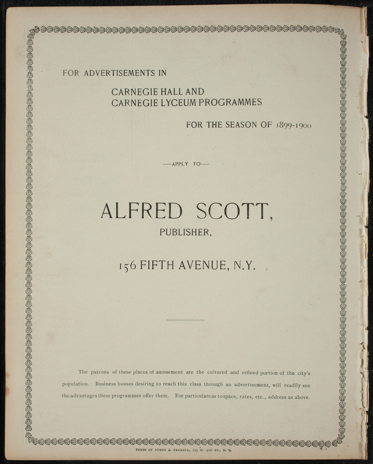 Ibsen's "Ghosts", May 29, 1899, program page 8