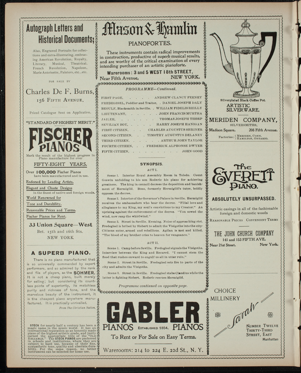 De La Salle Institute Student Drama Presentation, April 28, 1899, program page 6