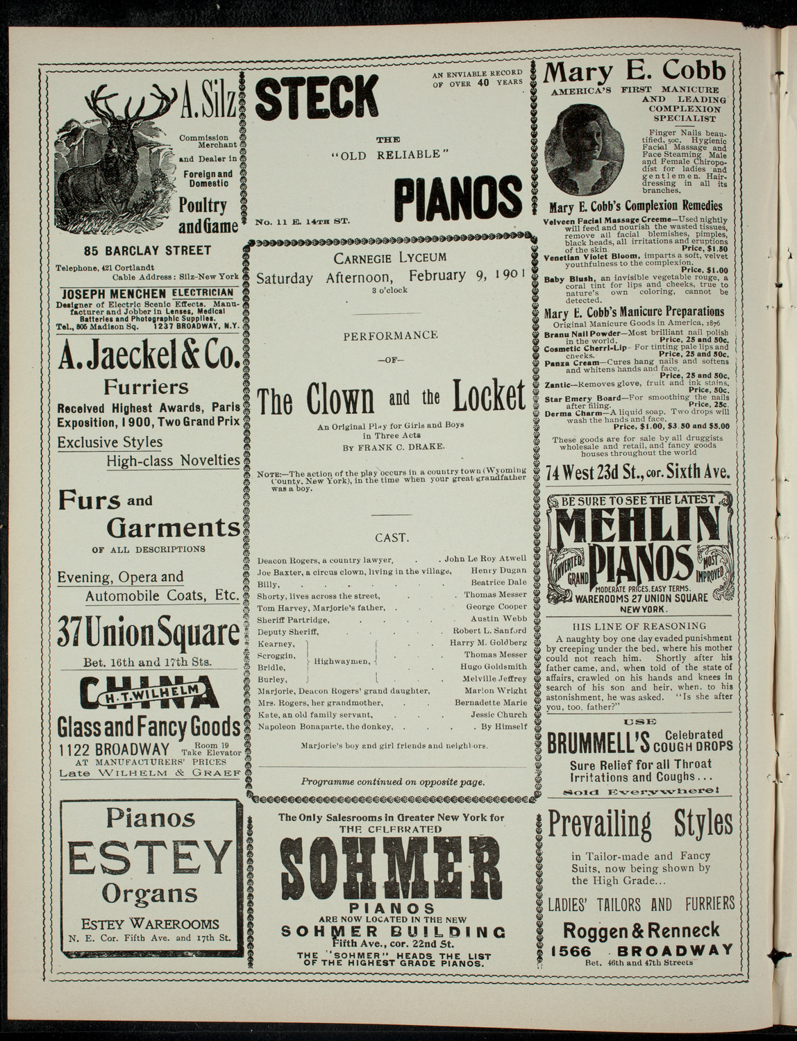 The Children's Theatre, February 9, 1901, program page 2