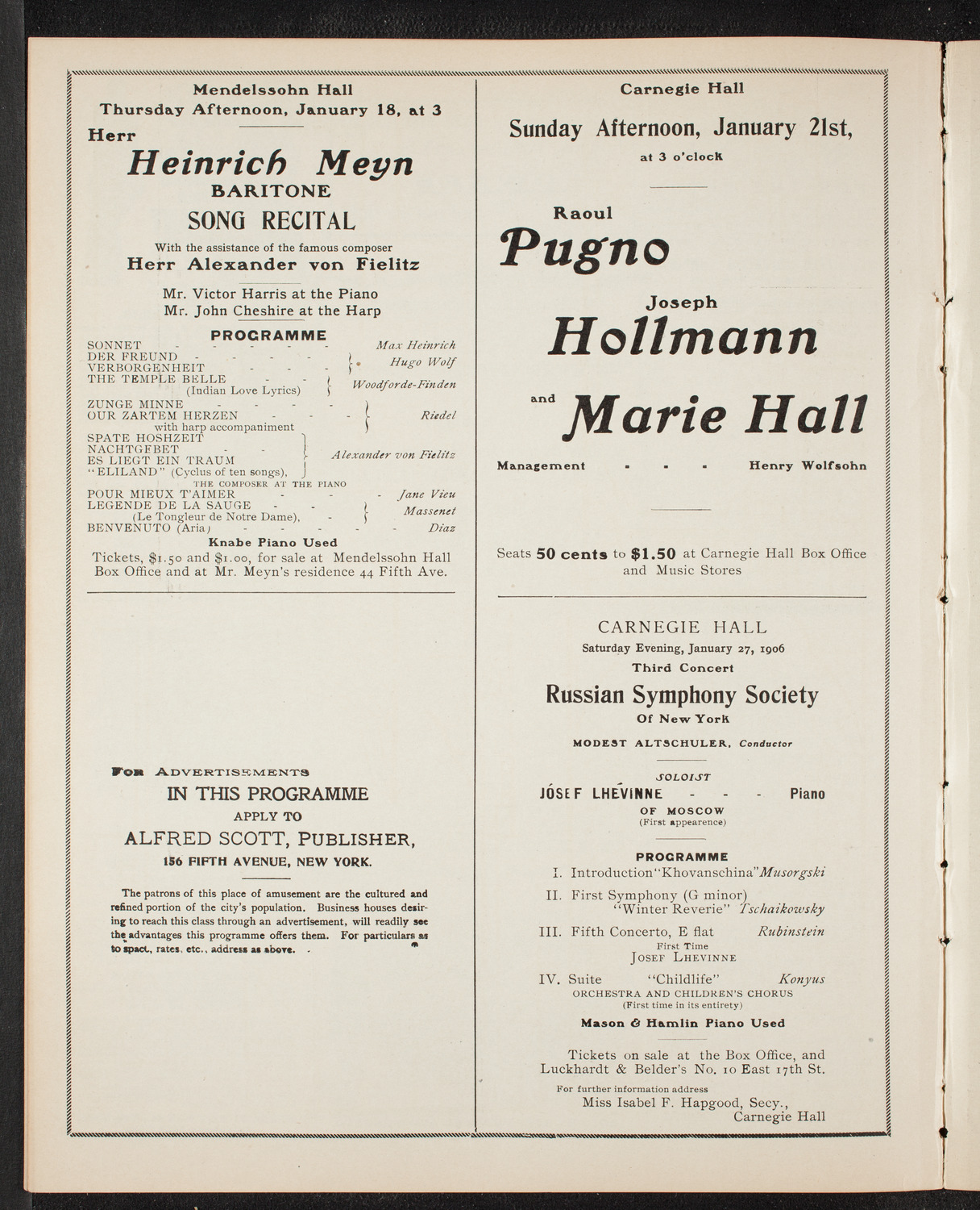 Boston Symphony Orchestra, January 13, 1906, program page 10