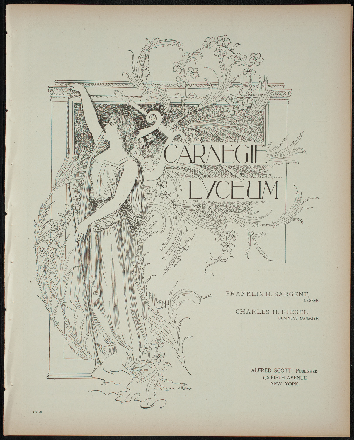 Amateur Comedy Club, April 7, 1899, program page 1