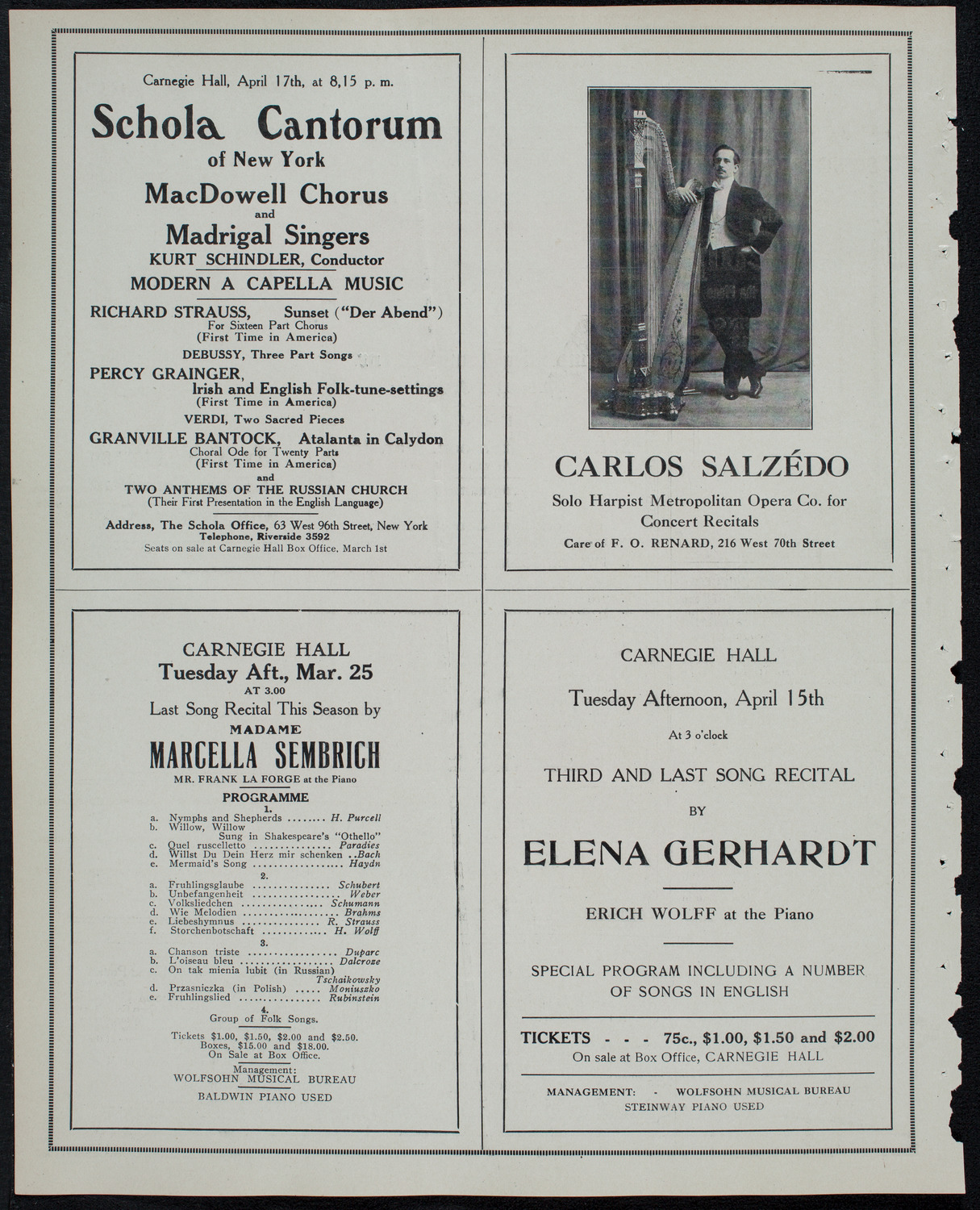 Edmond Clement, Tenor, March 11, 1913, program page 10