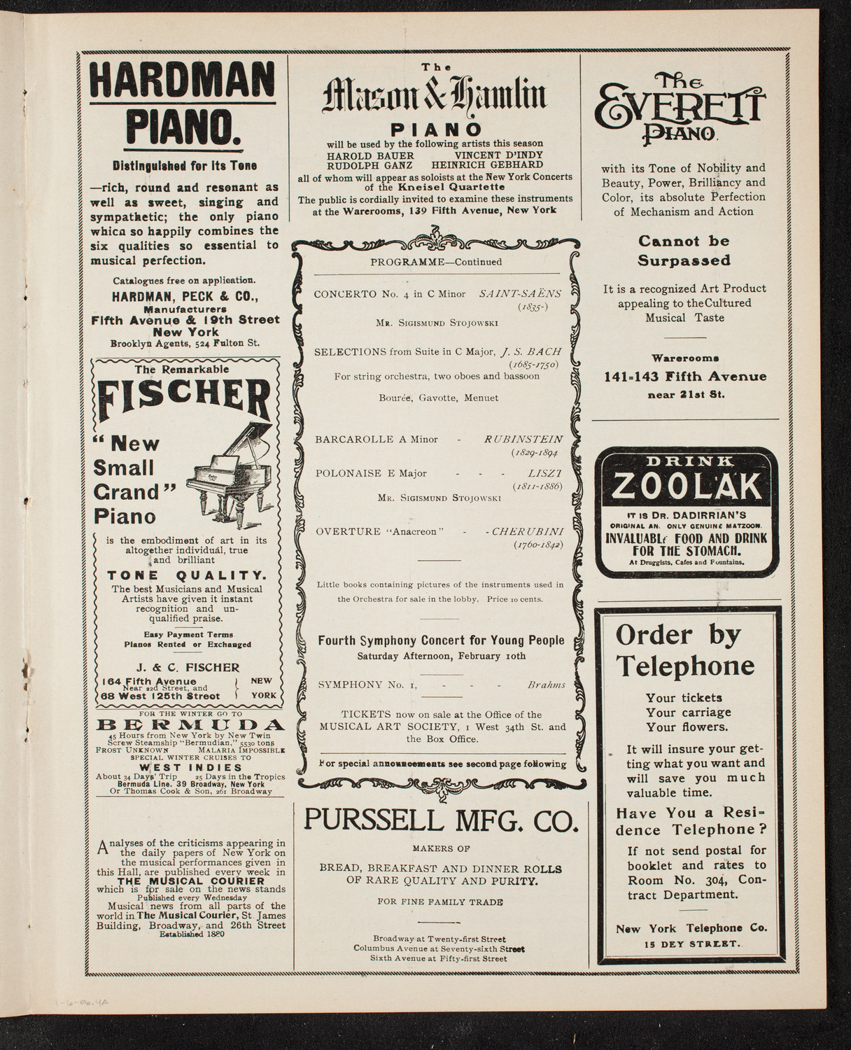Symphony Concert for Young People, January 6, 1906, program page 7