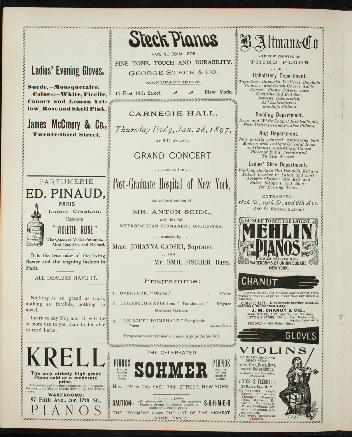 Benefit: Post-Graduate Hospital of New York, January 28, 1897, program page 4