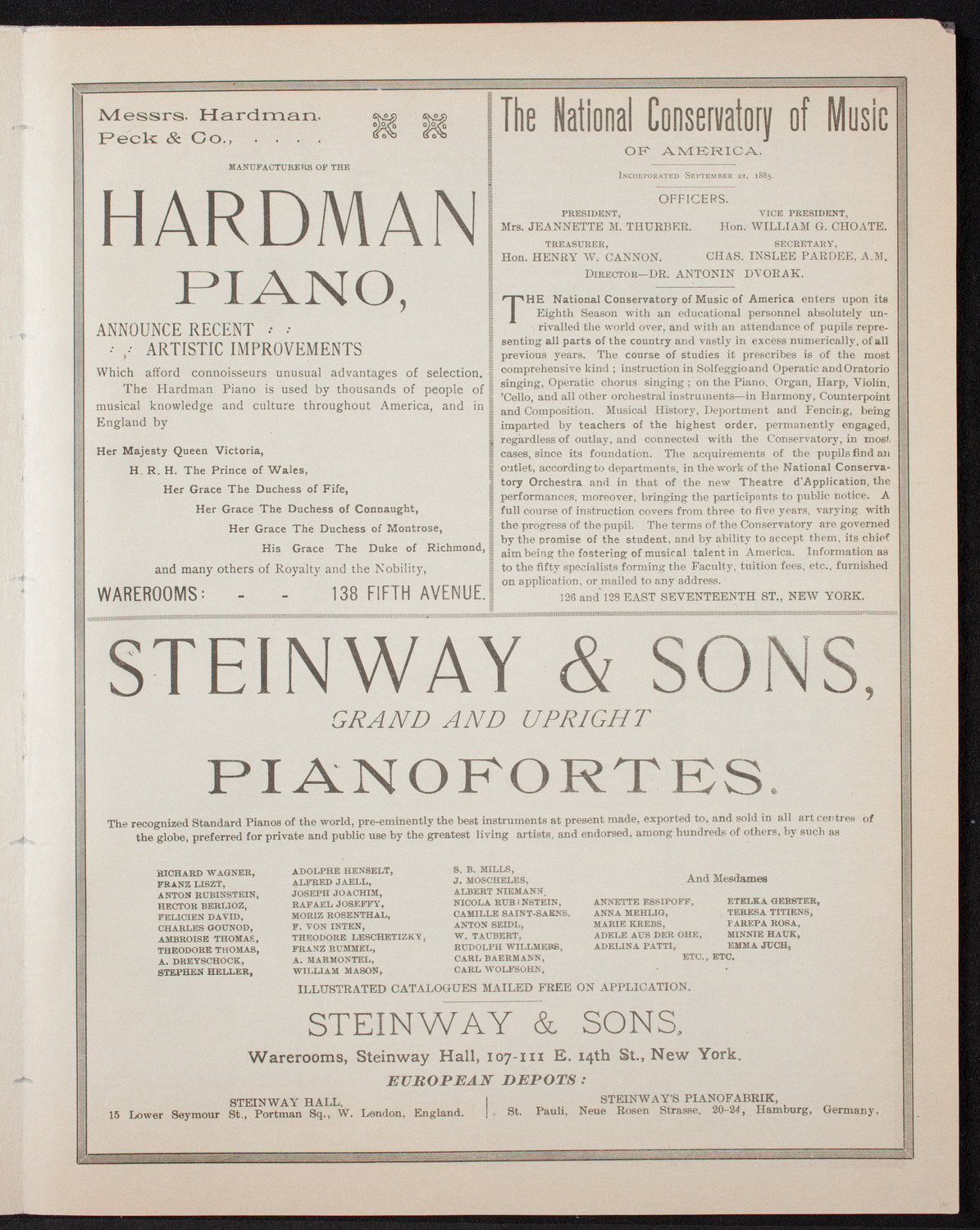Damrosch Sunday Concert, April 2, 1893, program page 5