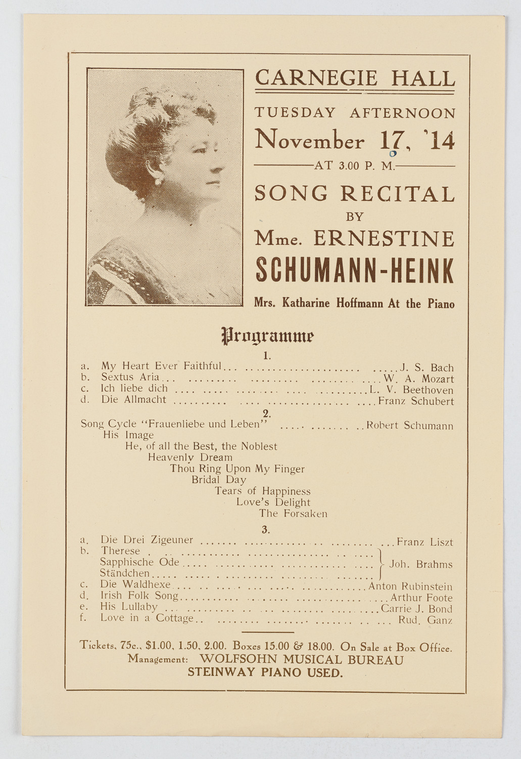 Ernestine Schumann-Heink, November 17, 1914