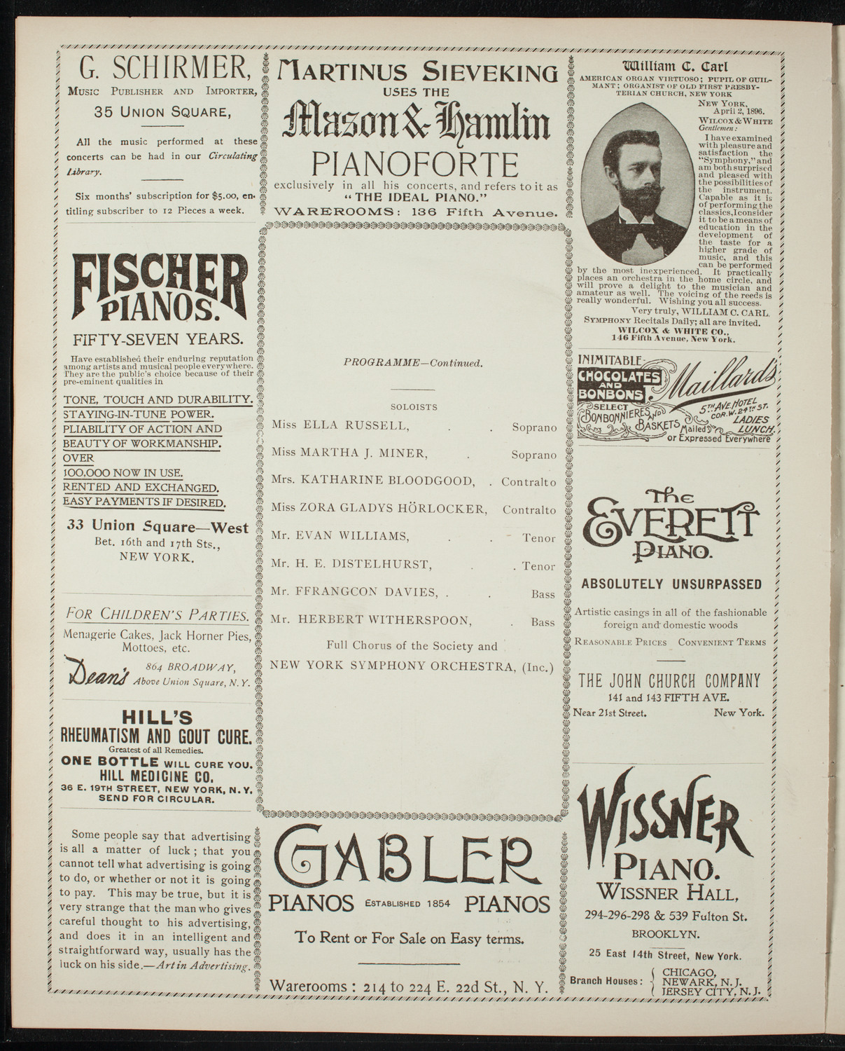 Oratorio Society of New York, March 26, 1897, program page 6