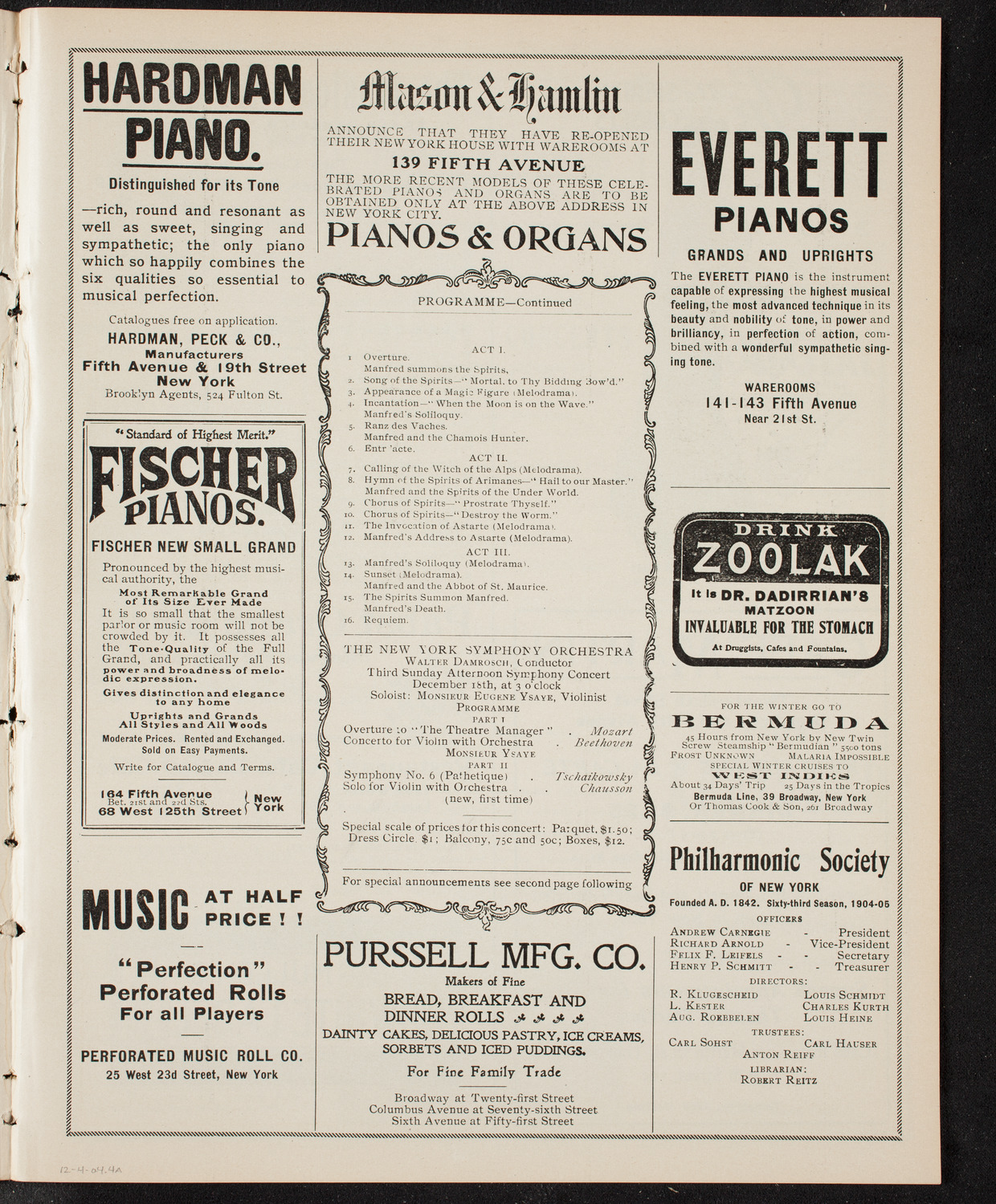 New York Symphony Orchestra, December 4, 1904, program page 7