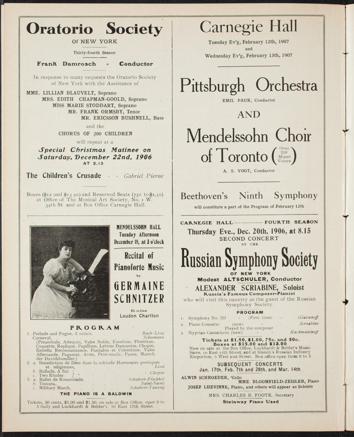 Royal Welsh Male Choir, December 16, 1906, program page 10