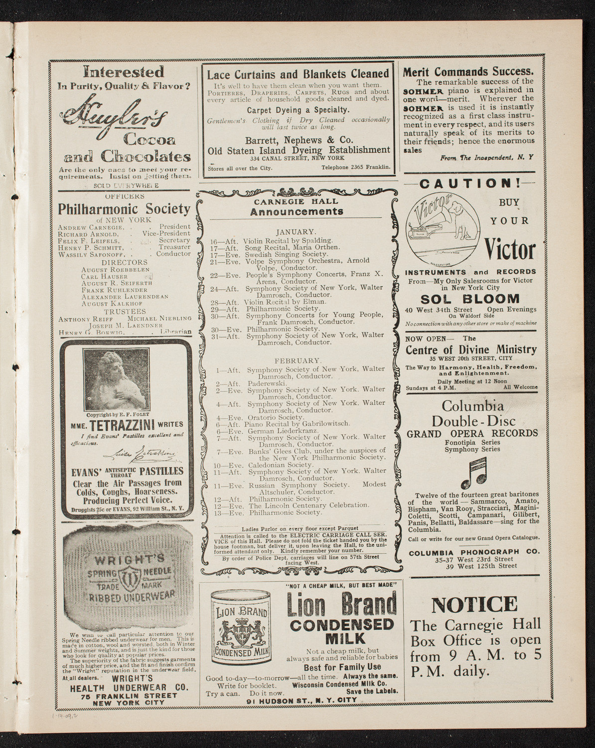 Russian Symphony Society of New York, January 14, 1909, program page 3