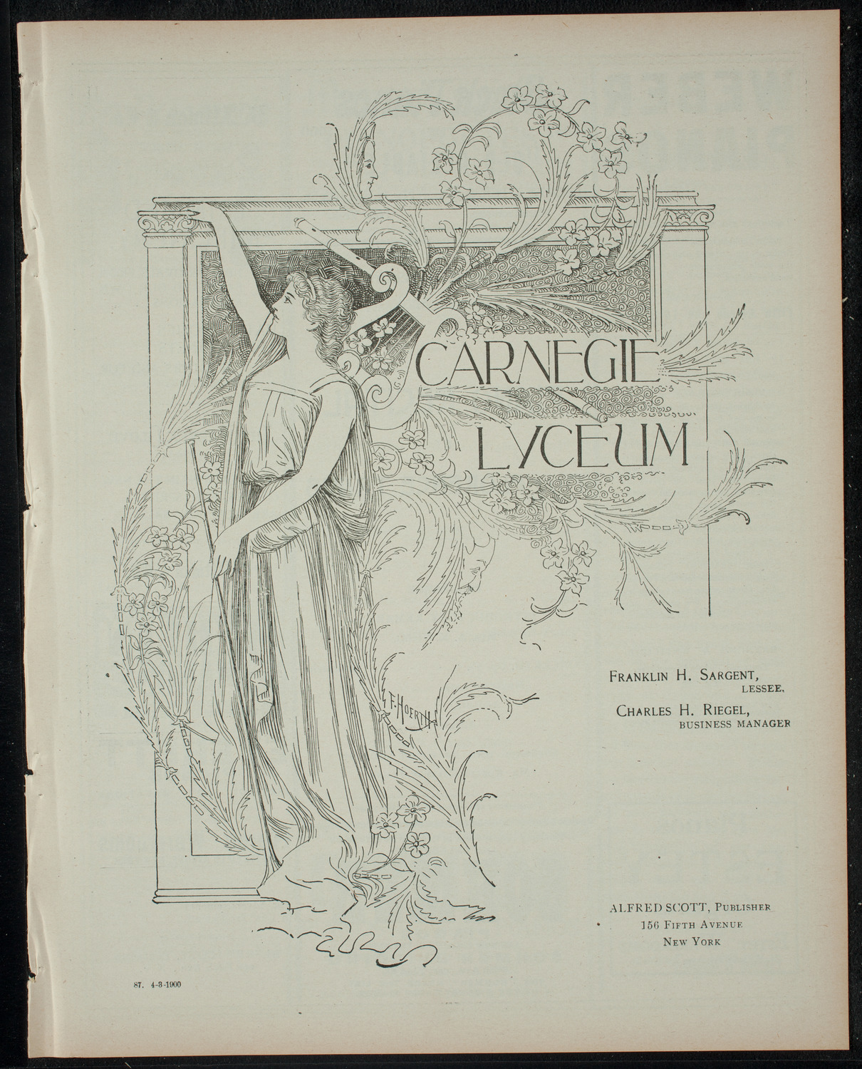 Florence Traub, April 3, 1900, program page 1