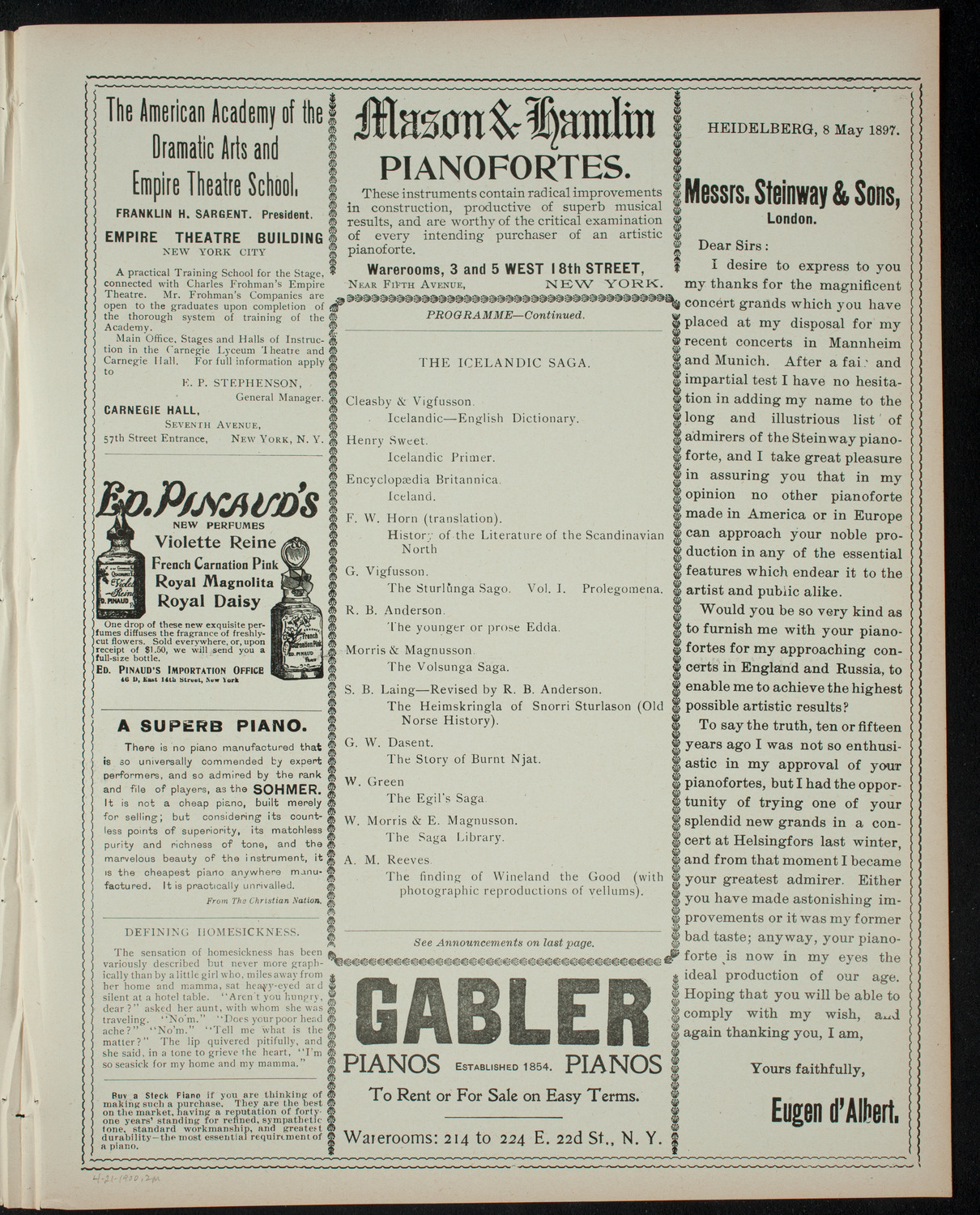 Comparative Literature Society Annual Meeting, April 21, 1900, program page 3