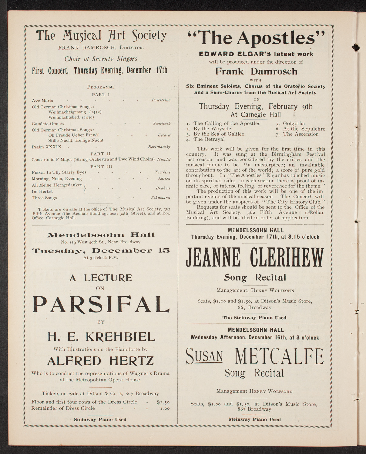 Wetzler Symphony Orchestra, December 8, 1903, program page 8