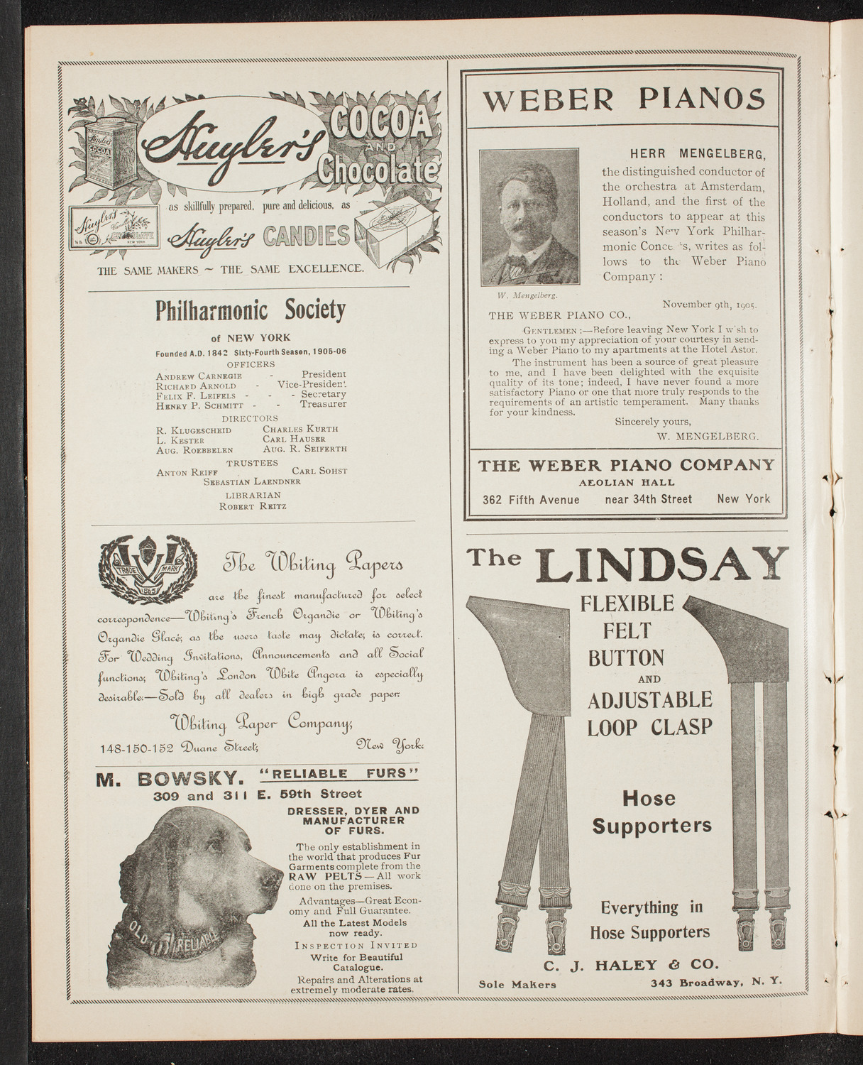 New York Philharmonic, January 19, 1906, program page 6