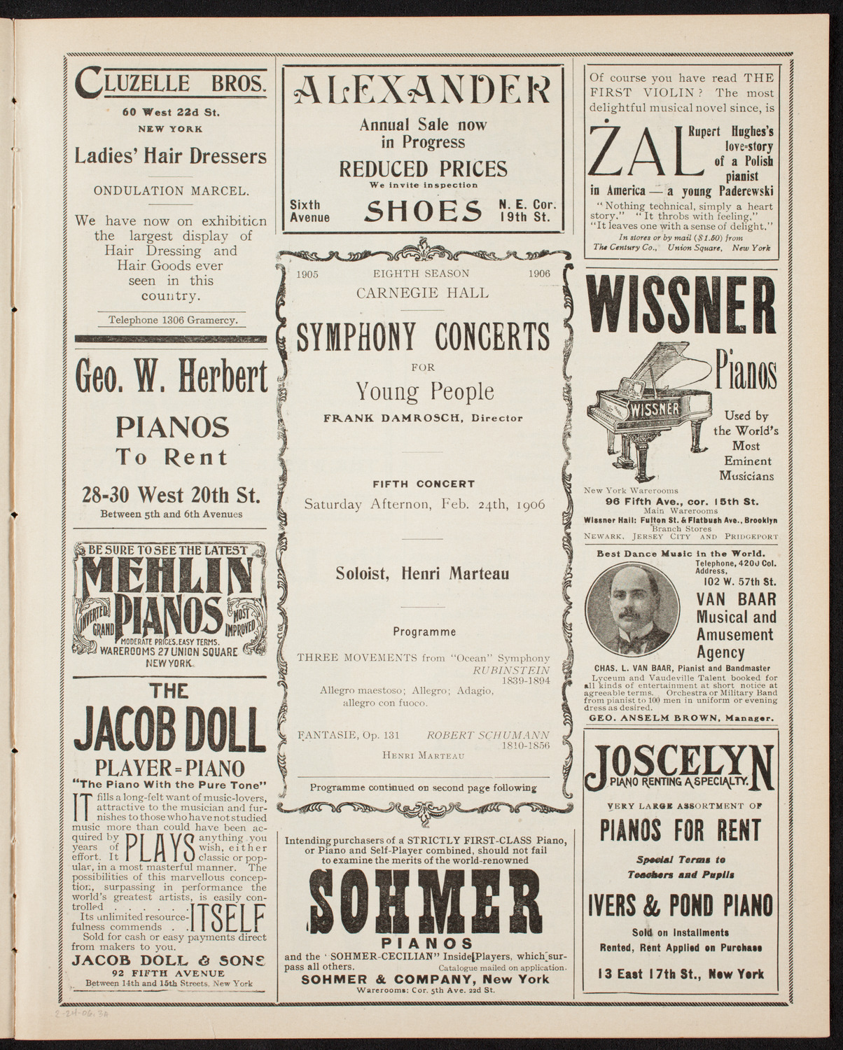 Symphony Concert for Young People, February 24, 1906, program page 5