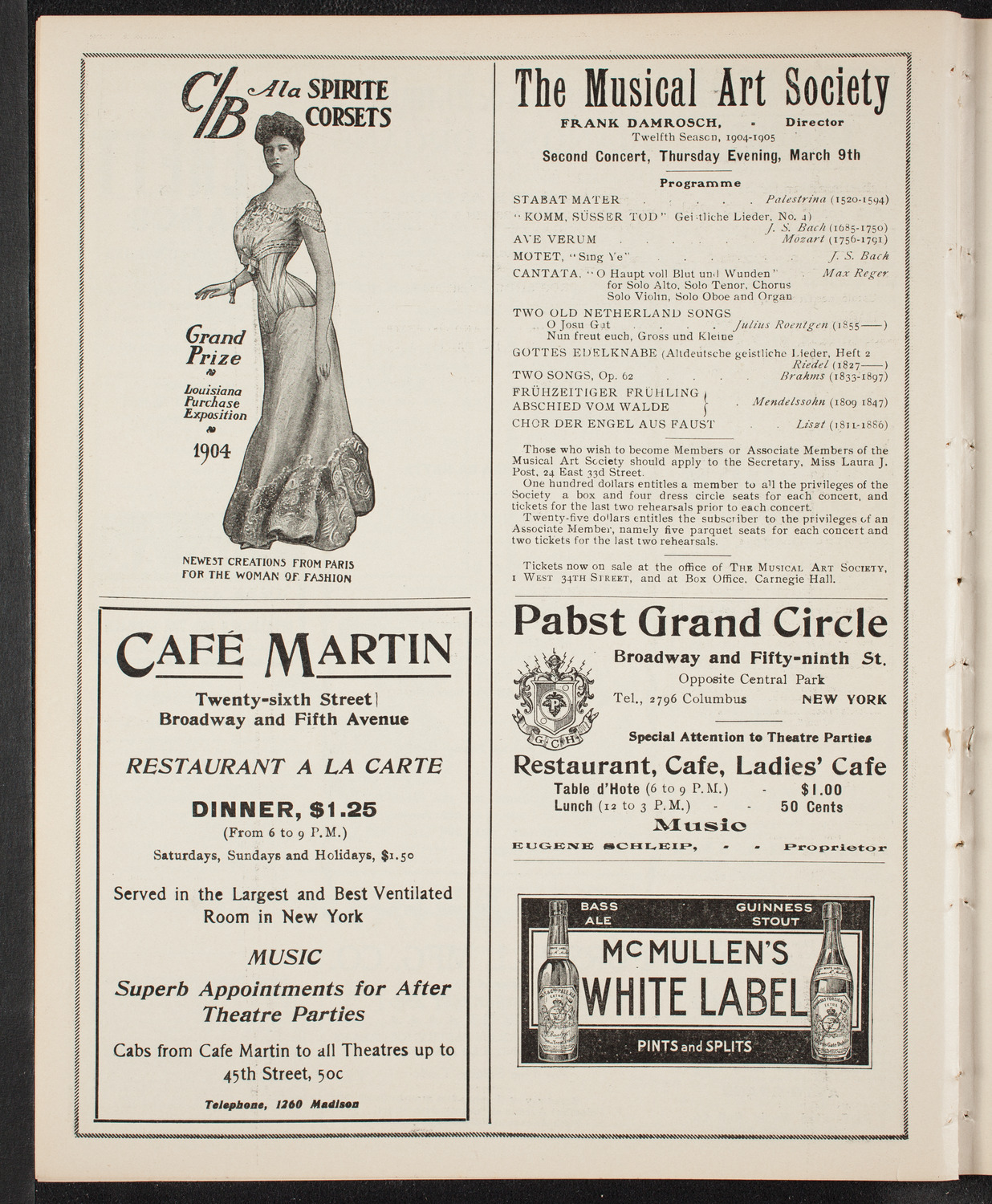 New York Philharmonic, January 28, 1905, program page 8