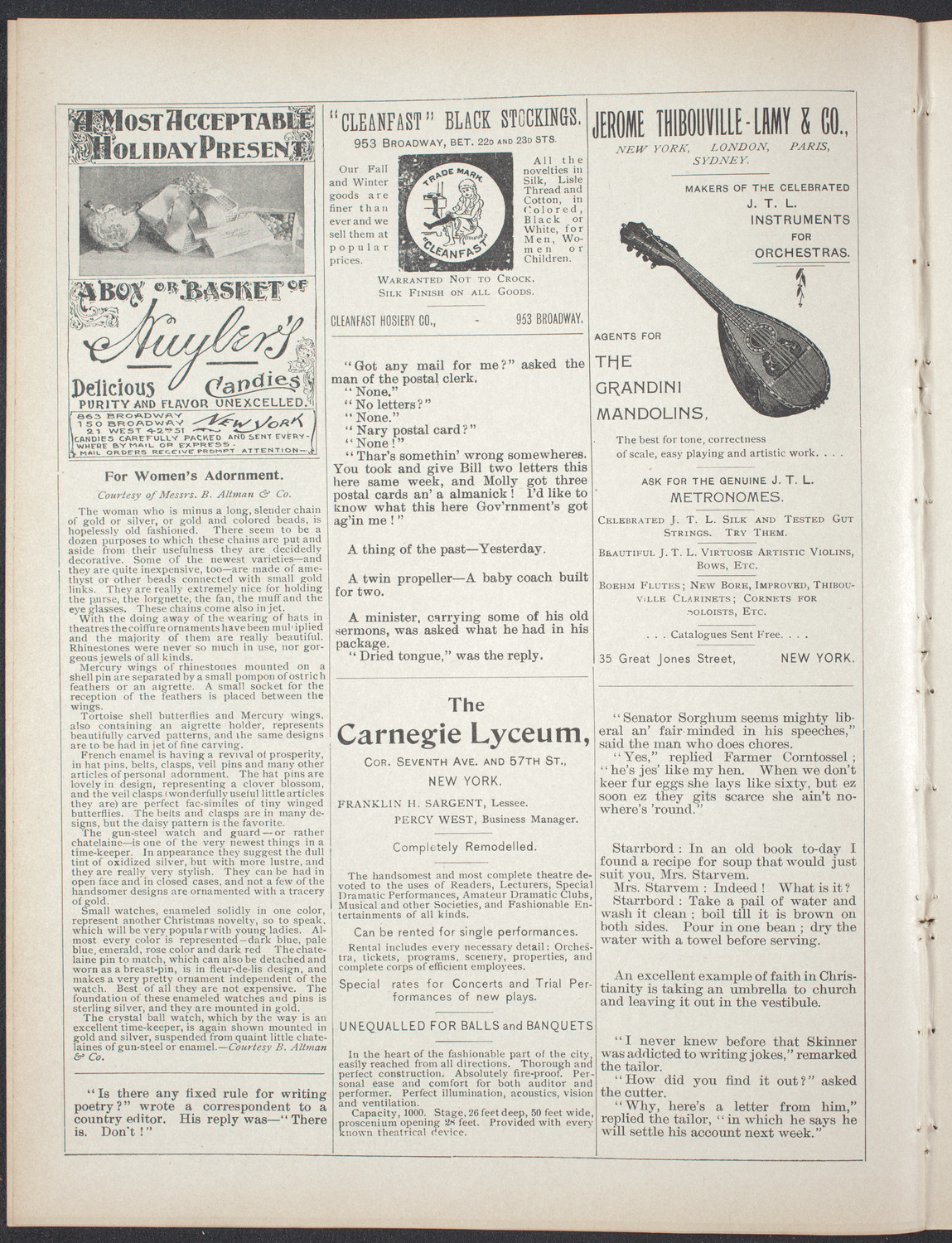 American Academy of Dramatic Arts Alumni Society, December 22, 1896, program page 4