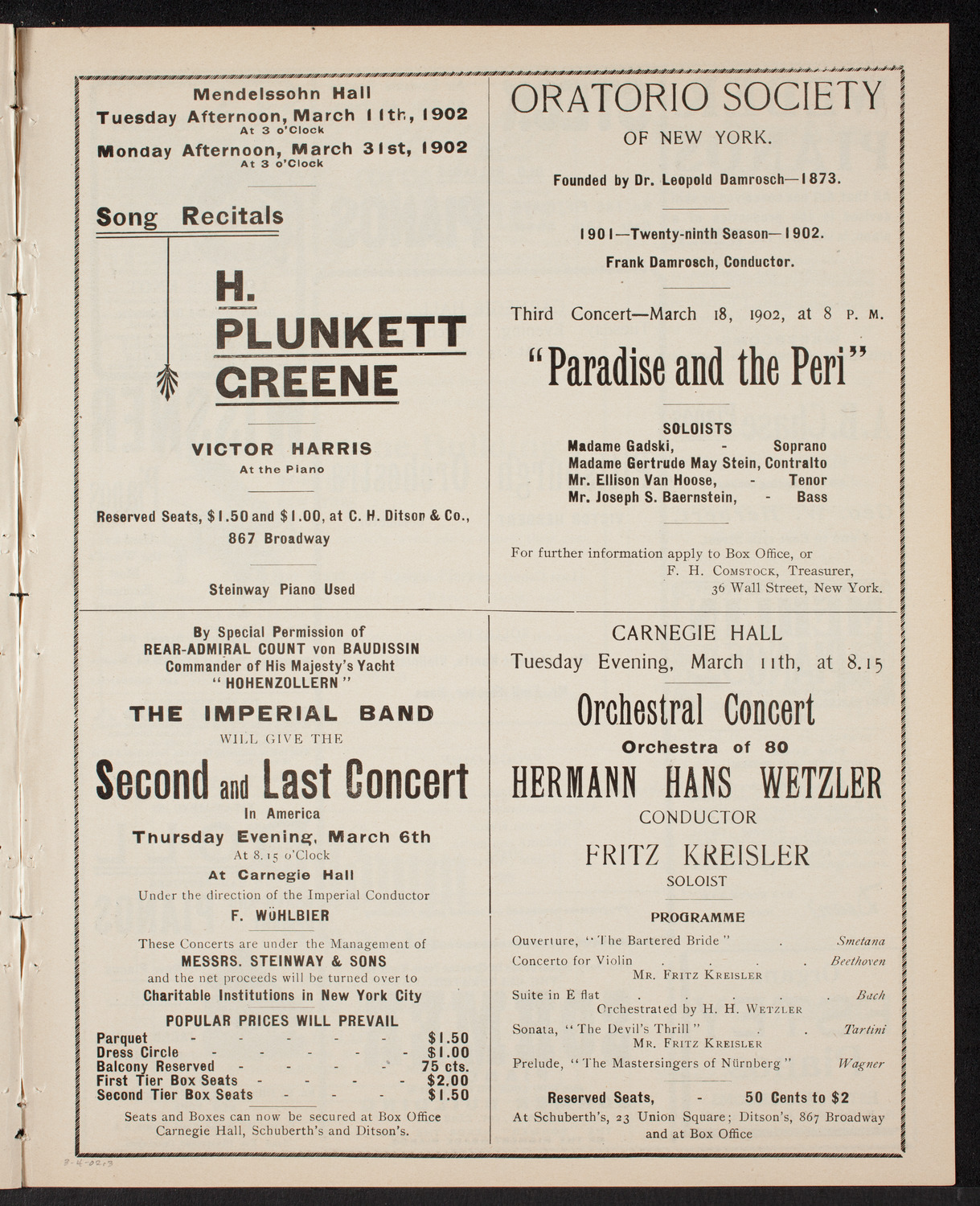 Pittsburgh Symphony Orchestra, March 4, 1902, program page 5