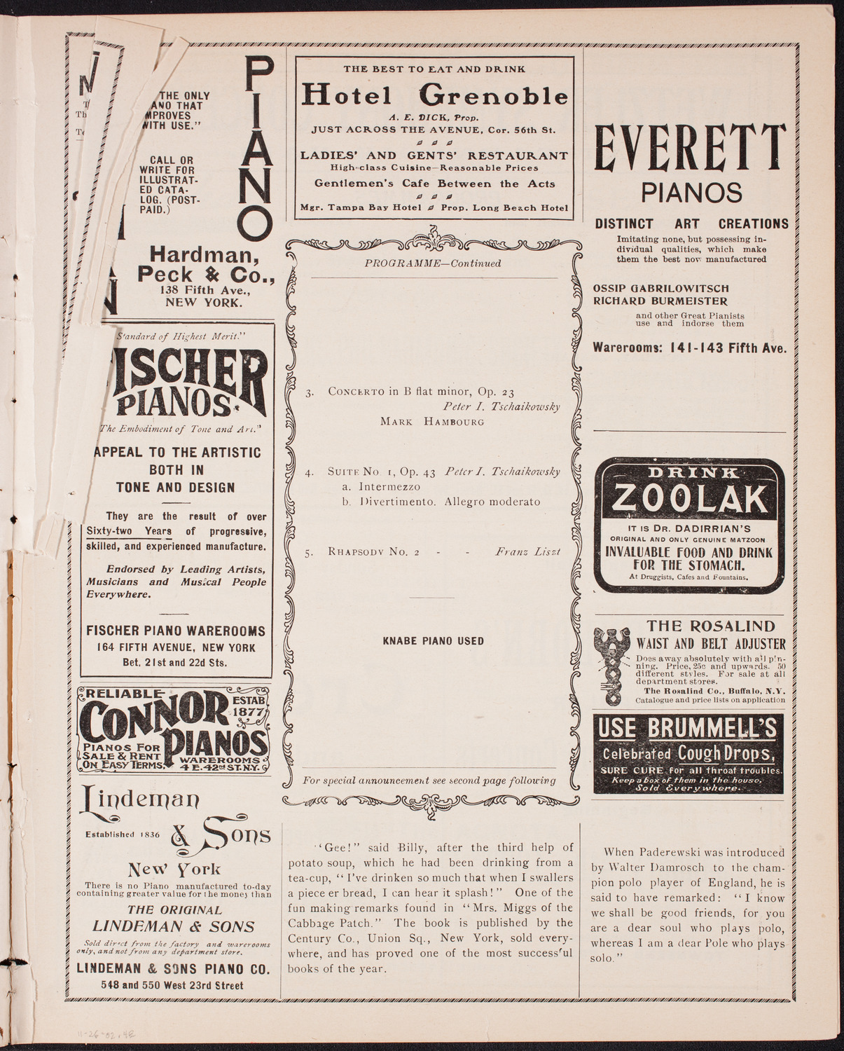 Philadelphia Orchestra, November 26, 1902, program page 7