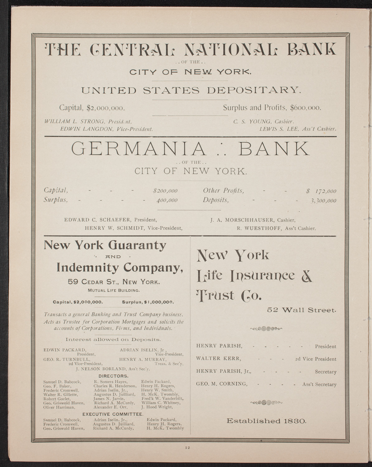 New York Banks' Glee Club, April 24, 1893, program page 12