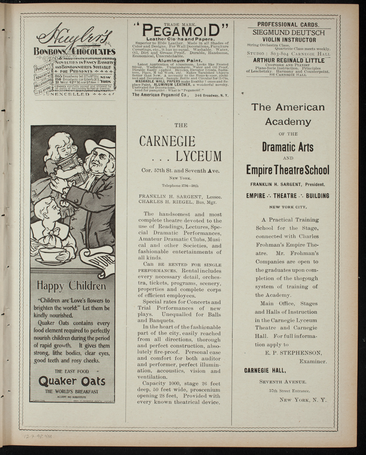 Powers-Arnold Wednesday Morning Musicale, December 7, 1898, program page 7