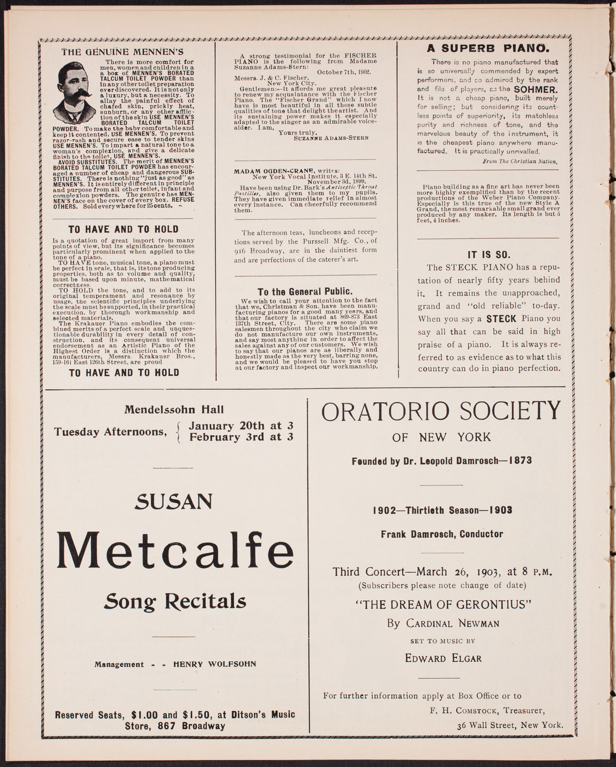 Wetzler Symphony Orchestra, January 3, 1903, program page 10