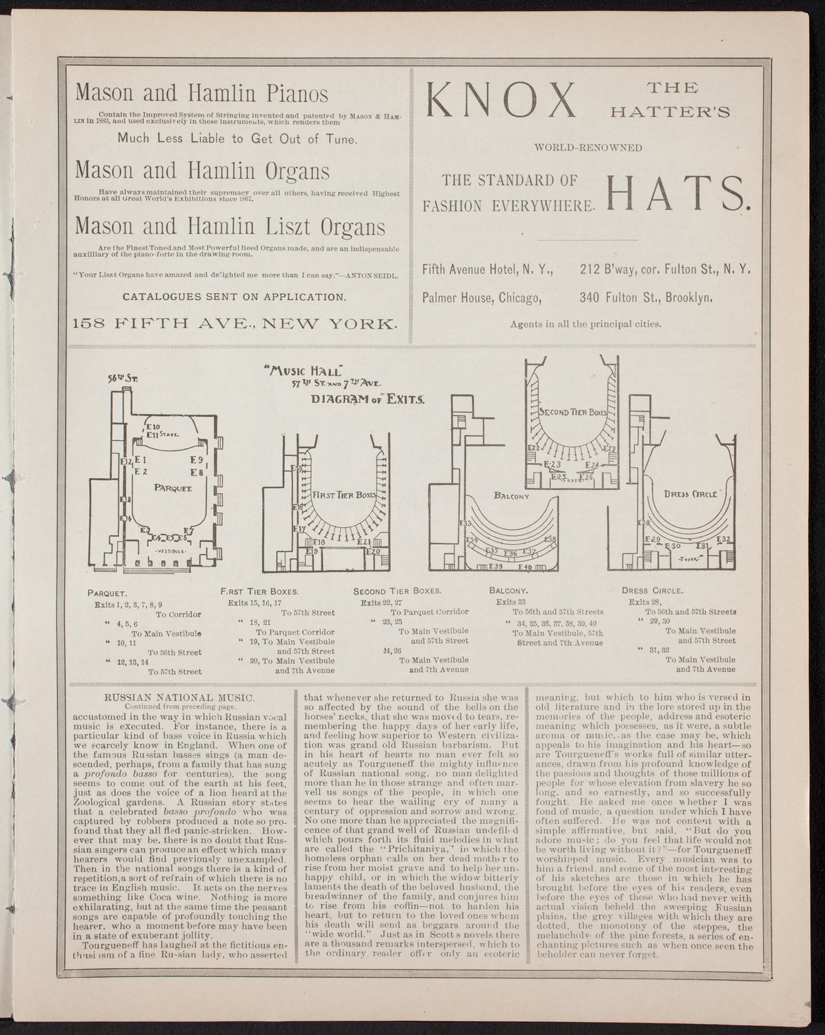 Madame Lineff's Russian Choir, December 10, 1892, program page 3