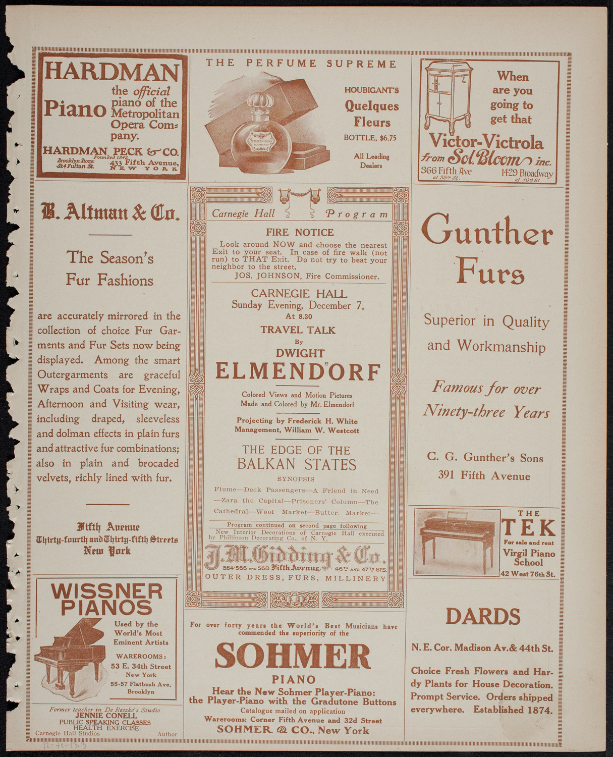 Elmendorf Lecture: The Edge of the Balkan States, December 7, 1913, program page 5