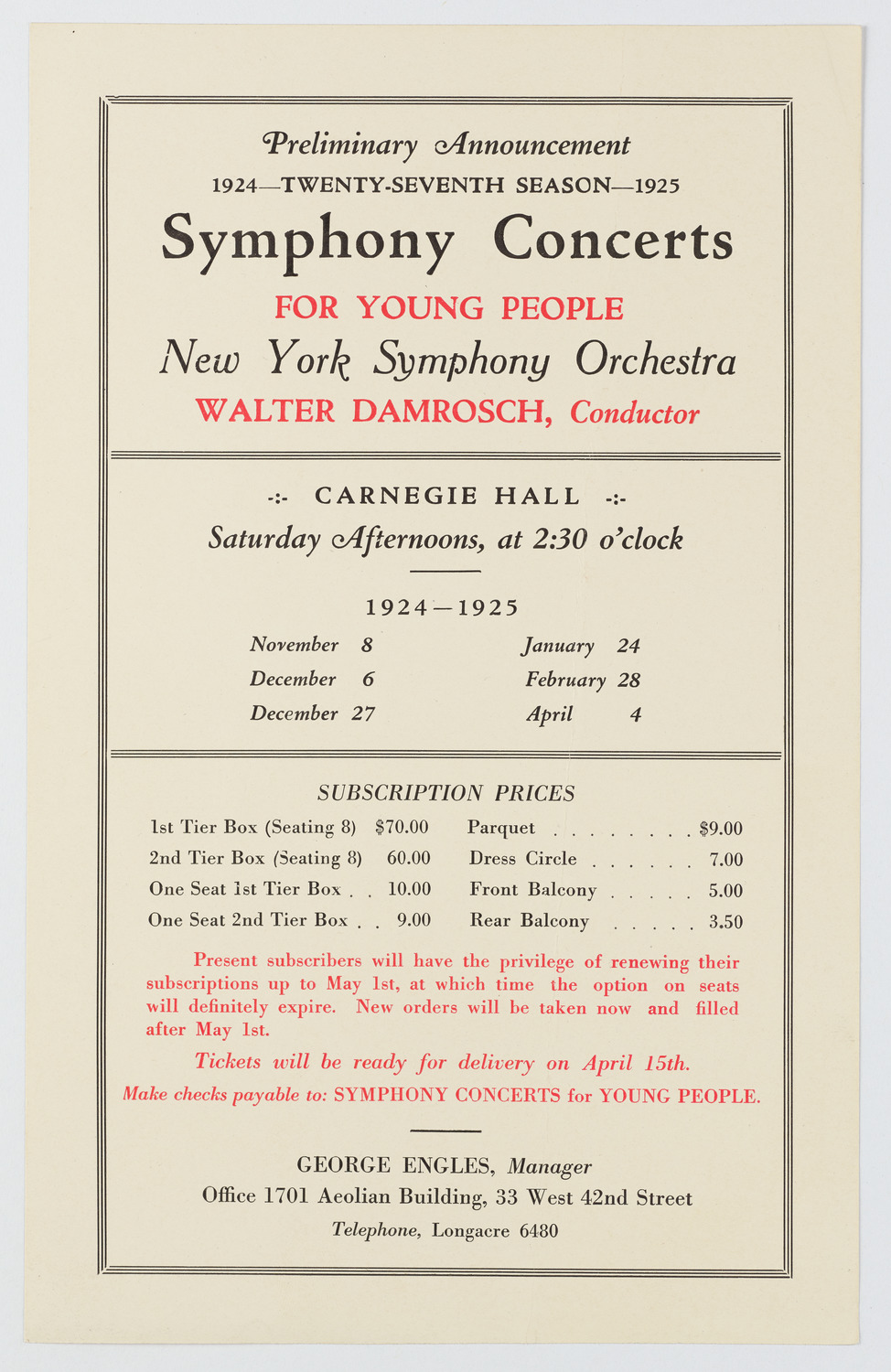 Symphony Concert for Young People, 1924