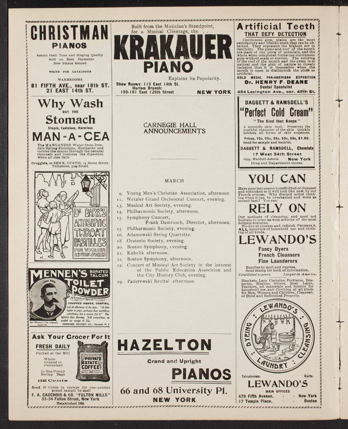 New York City Teachers' Association Concert, March 8, 1902, program page 2