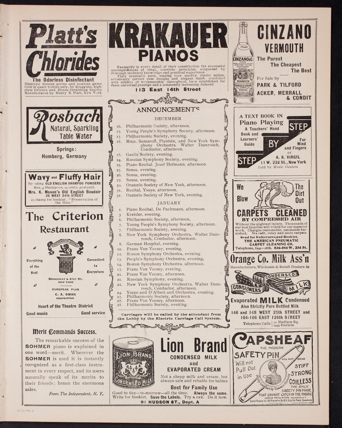 Musical Art Society of New York, December 15, 1904, program page 3