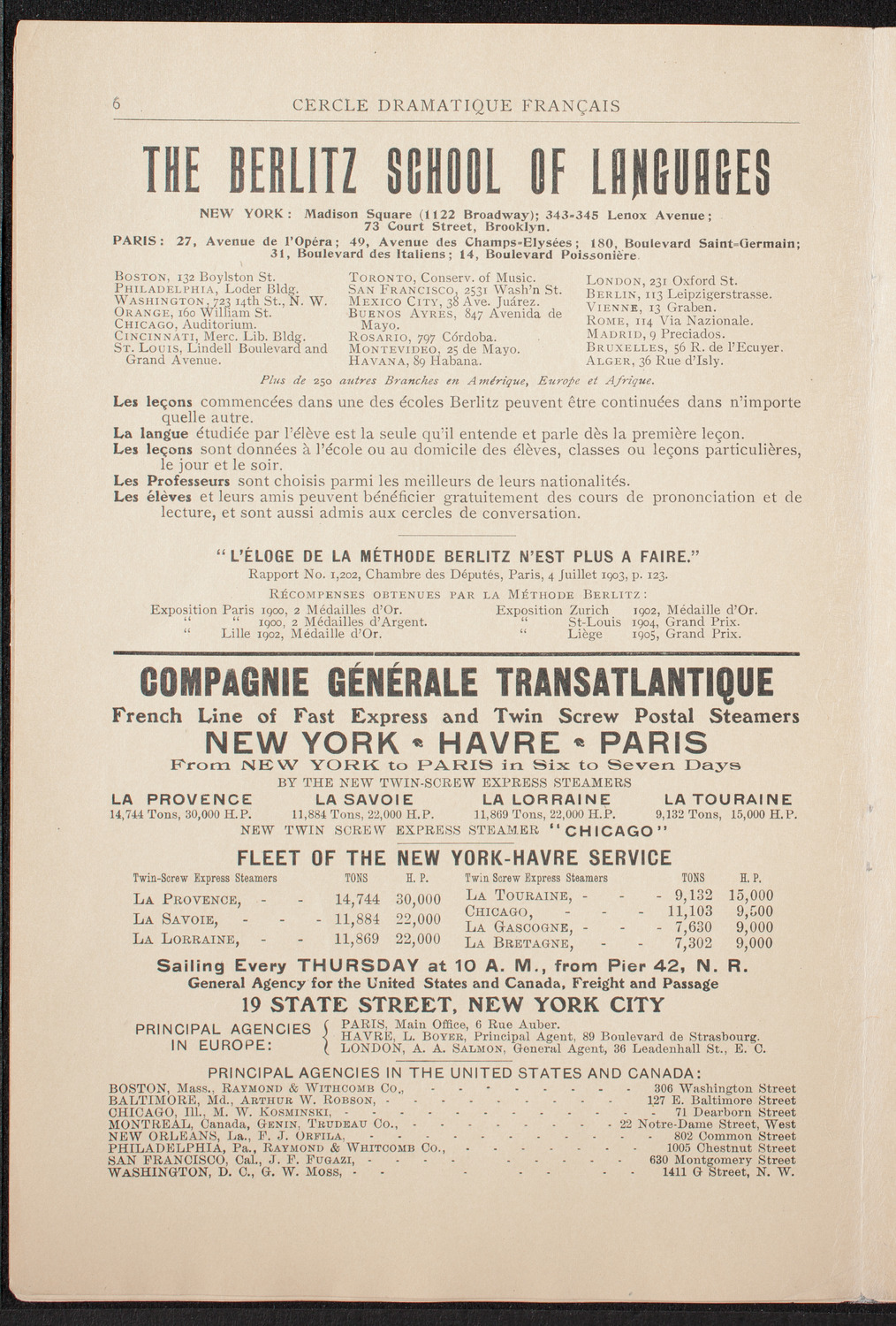 Cercle Dramatique de l'Alliance Française de New York, January 29, 1909, program page 6