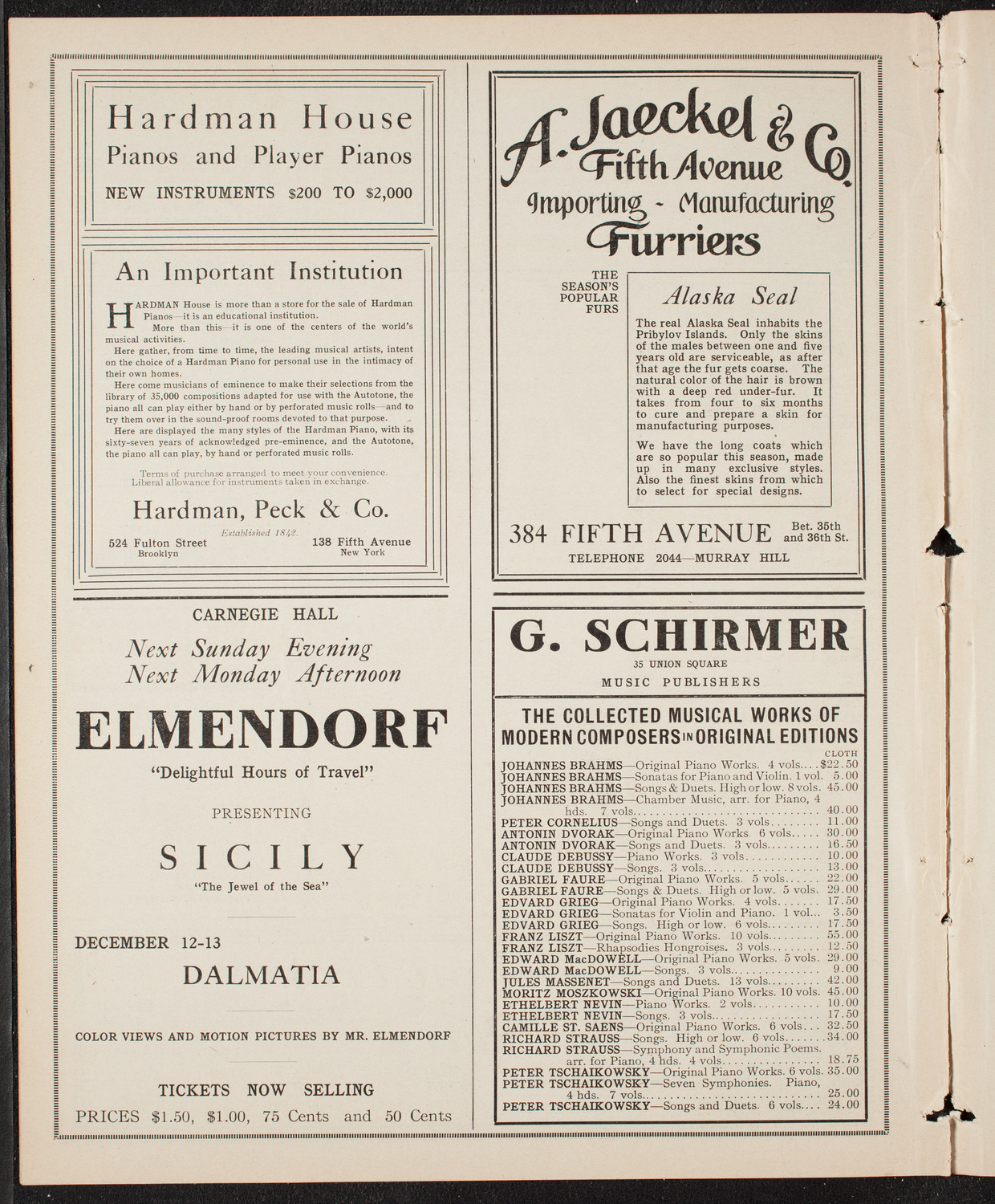 Elmendorf Lecture: At the Gates of the East, November 29, 1909, program page 8