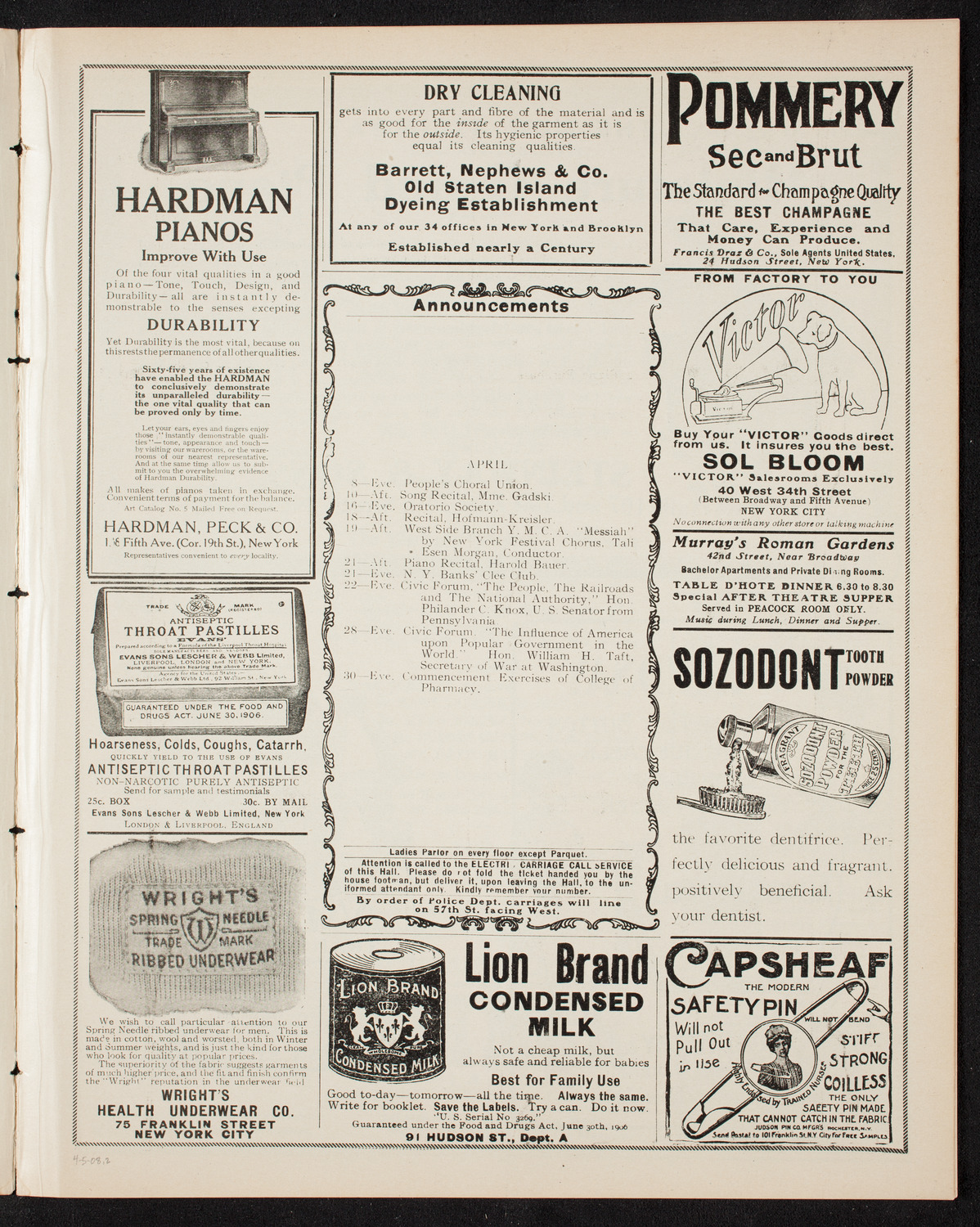 New York Symphony Orchestra: Beethoven Cycle, April 5, 1908, program page 3