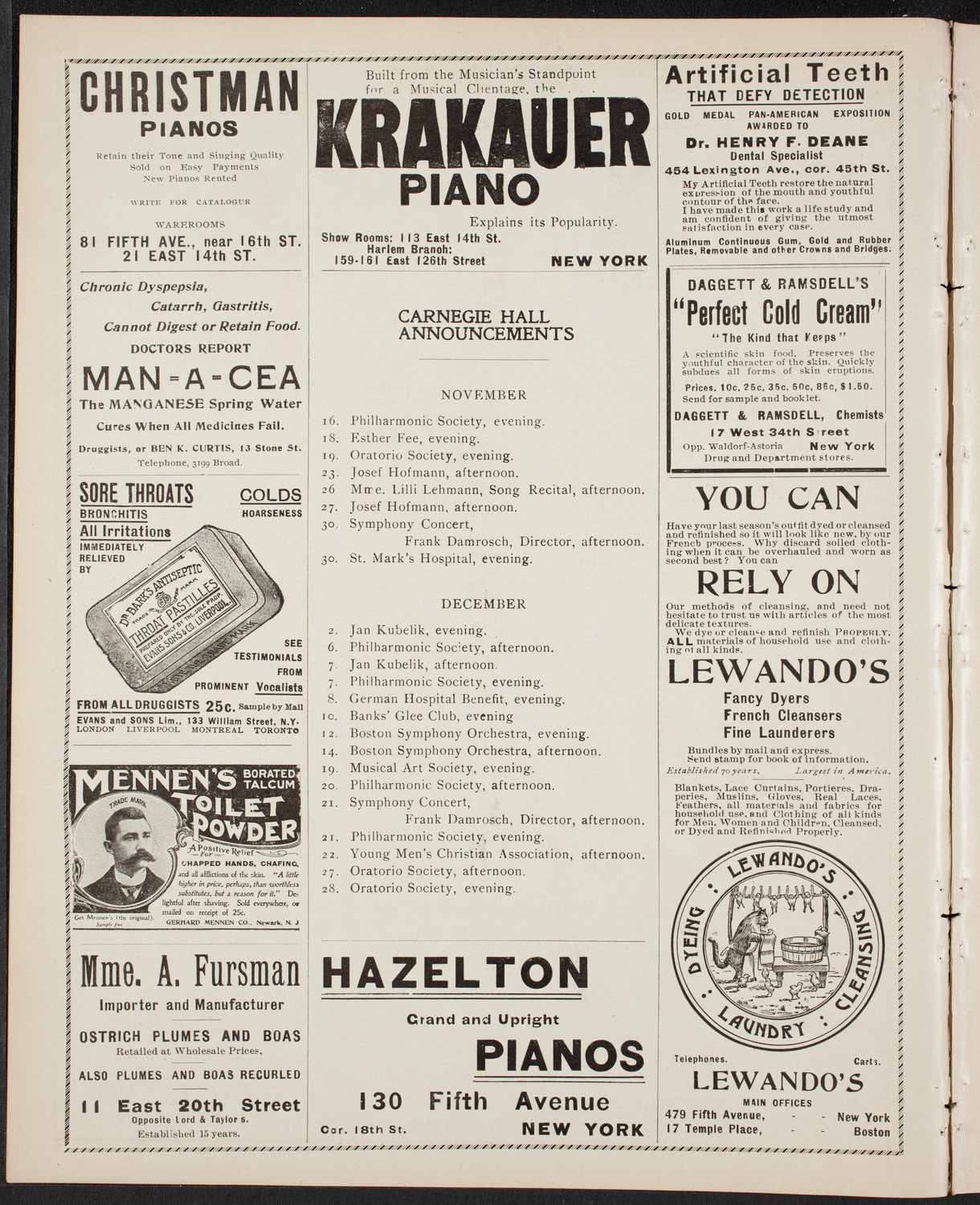 New York Philharmonic, November 15, 1901, program page 2