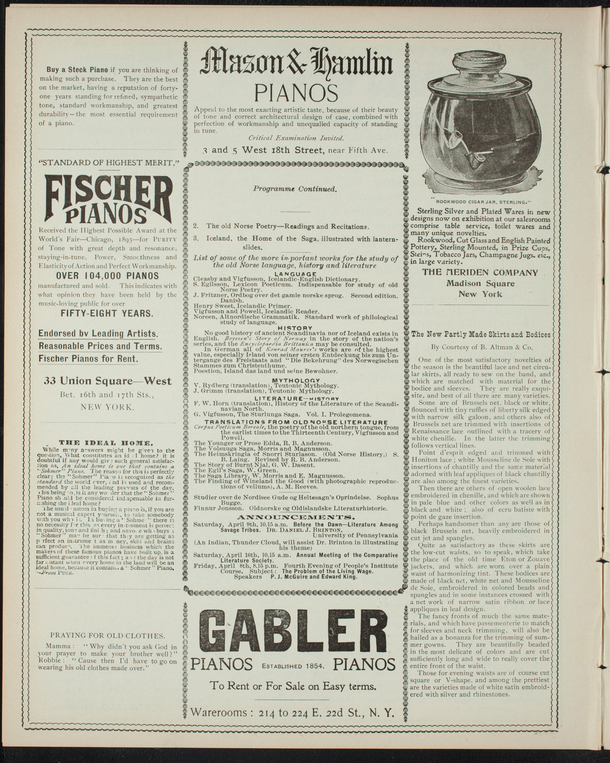 Comparative Literature Society Saturday Morning Conference, April 2, 1898, program page 6