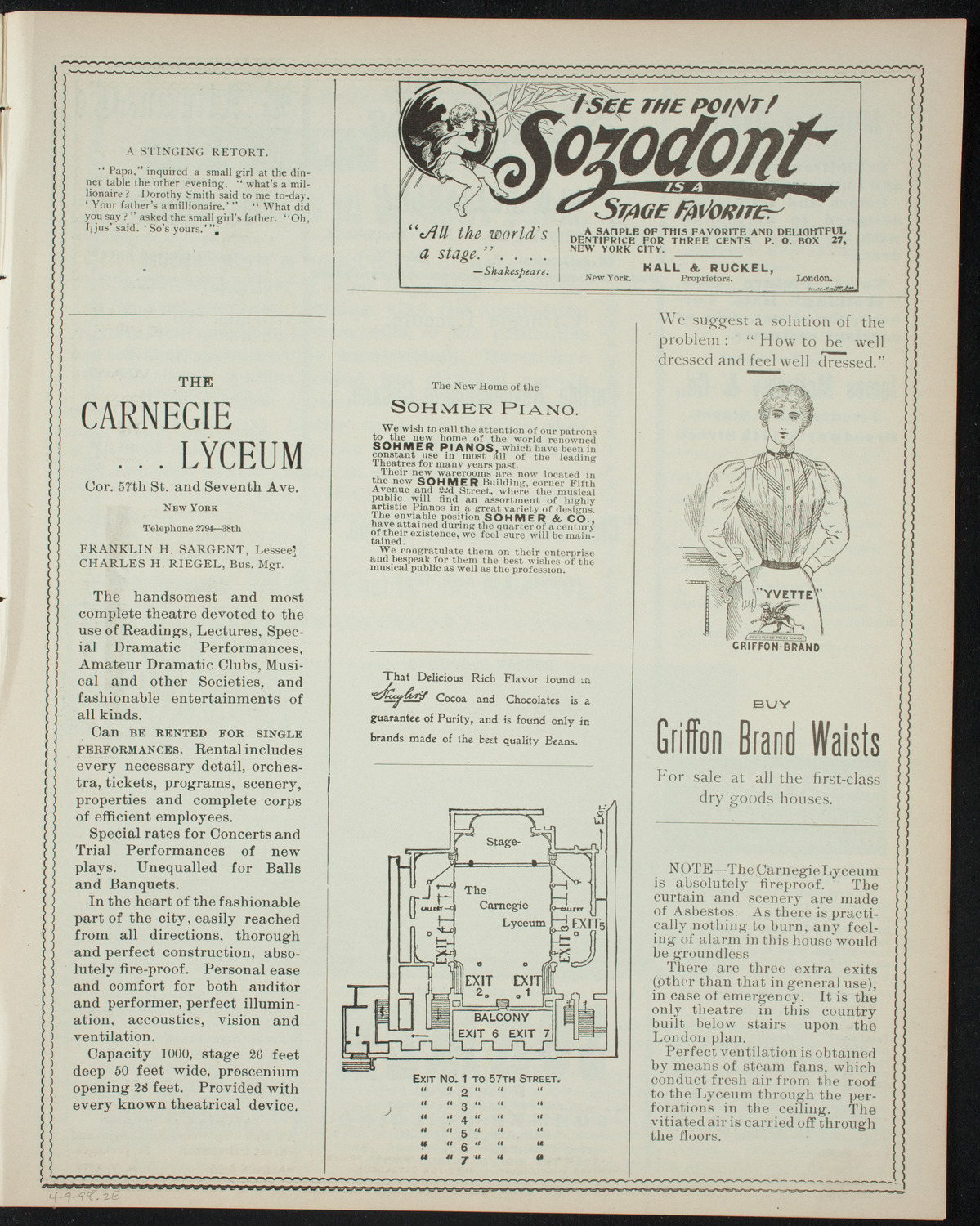 Club Lirico-Dramatico Cubano, April 9, 1898, program page 3