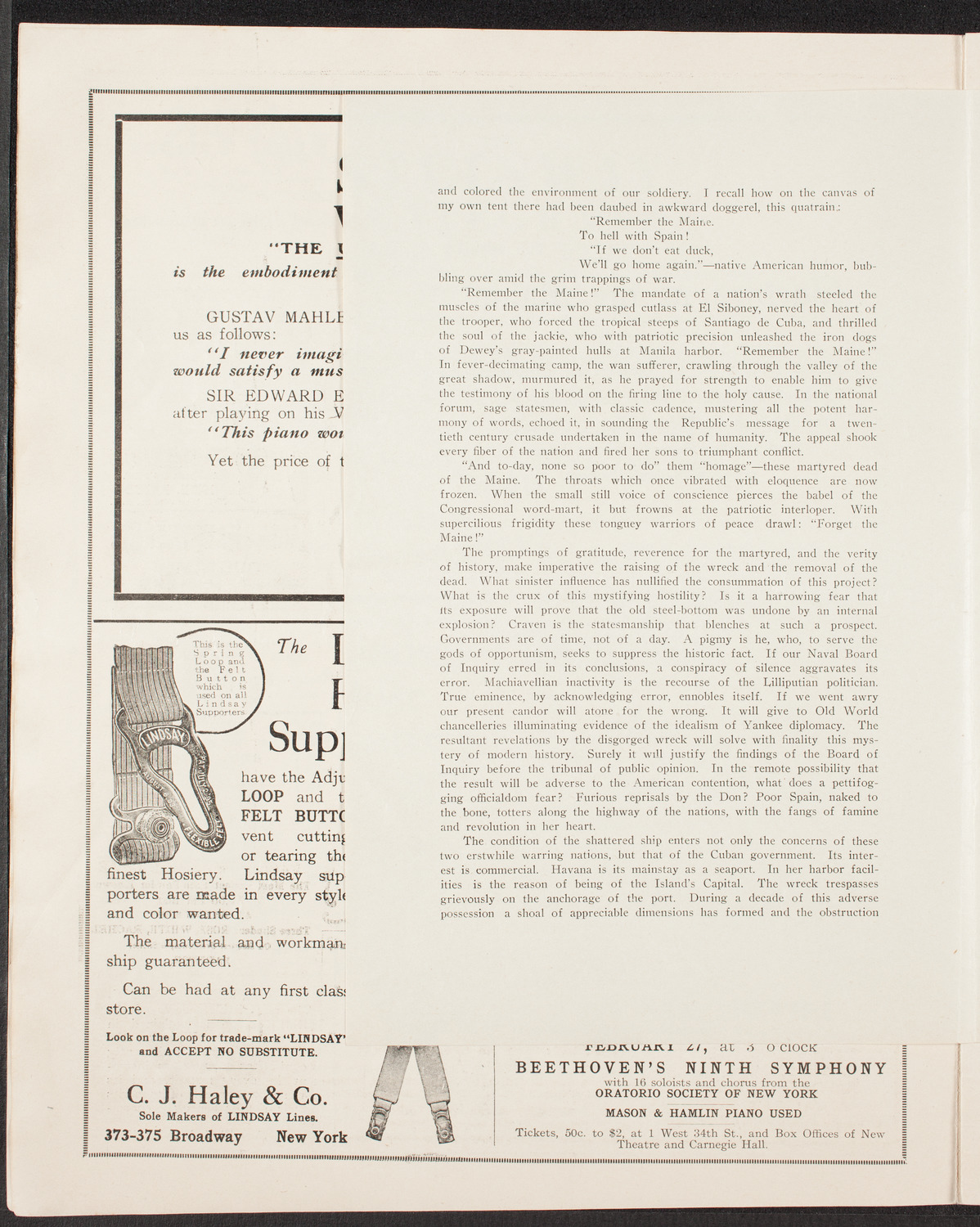 Maine Memorial Service, February 20, 1910, program page 6