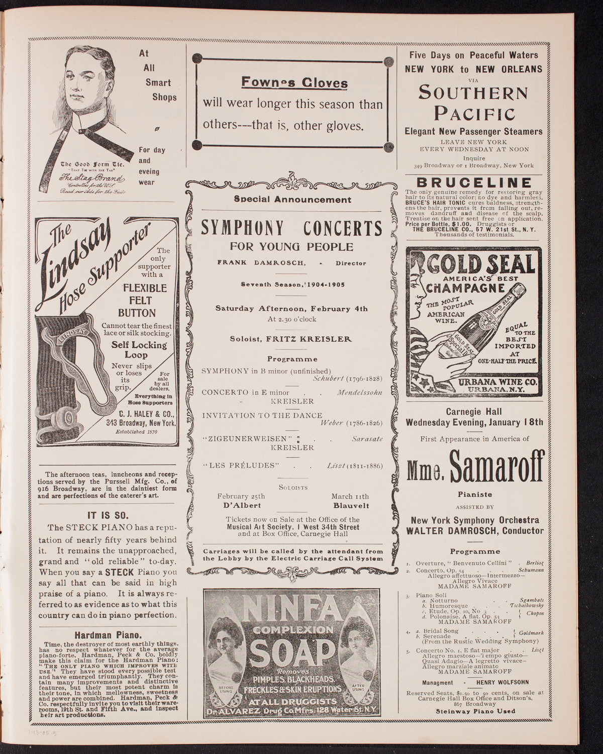 People's Symphony Concert, January 13, 1905, program page 9