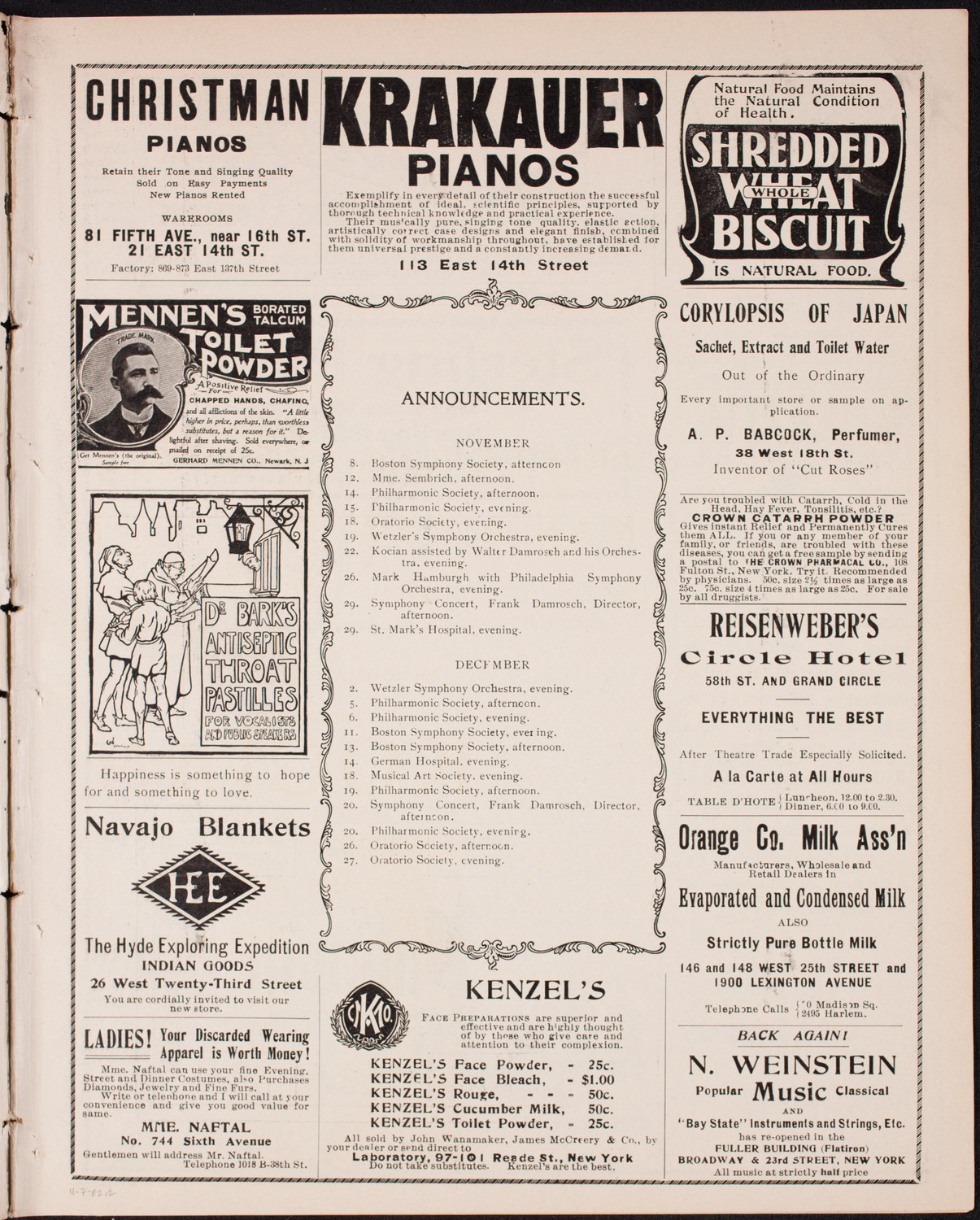 Alma Webster Powell and Eugenio di Pirani with Orchestra, November 7, 1902, program page 3