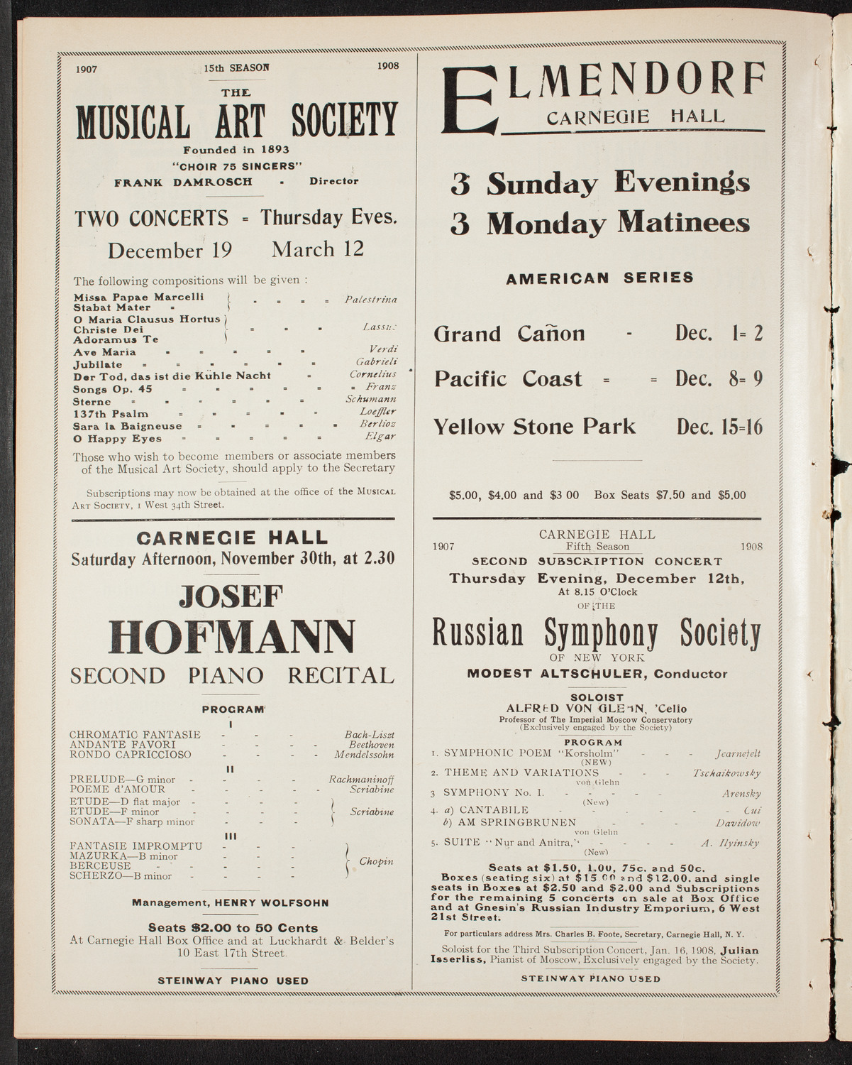 Vladimir de Pachmann, Piano, November 26, 1907, program page 10