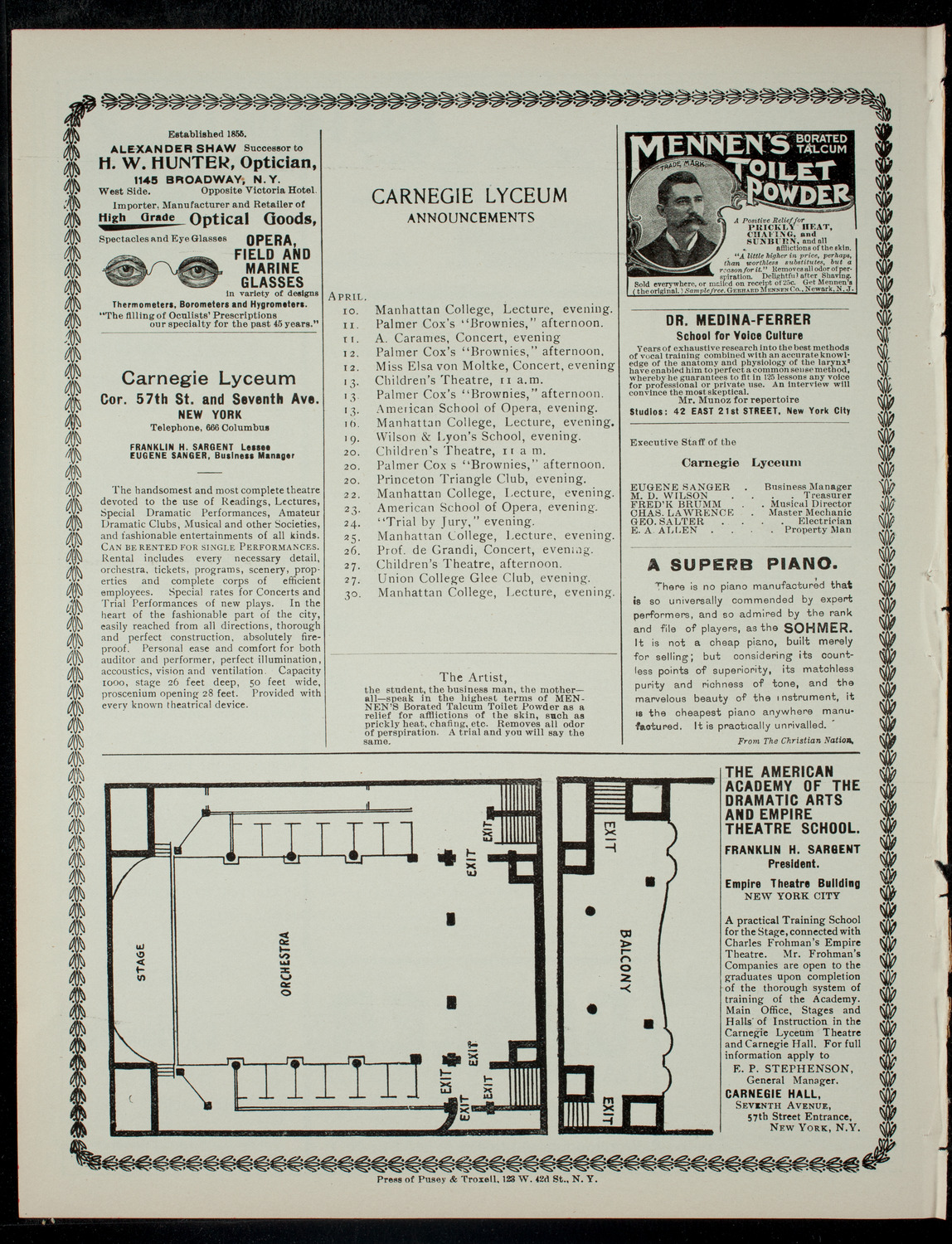 The Children's Theatre, April 10, 1901, program page 4